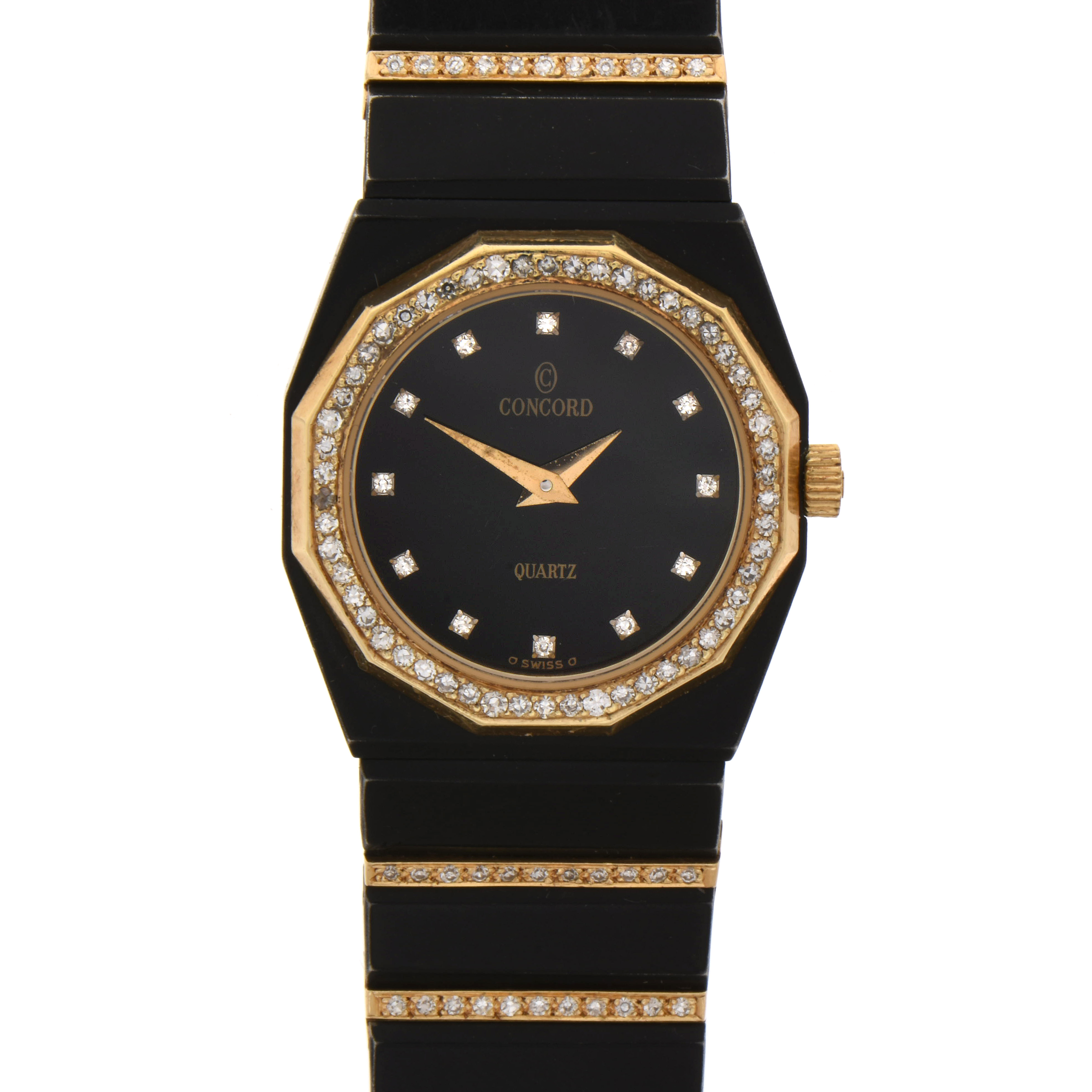 Concord Mariner Black Steel, 14K Yellow Gold 0.93 CTW Diamond Quartz Watch