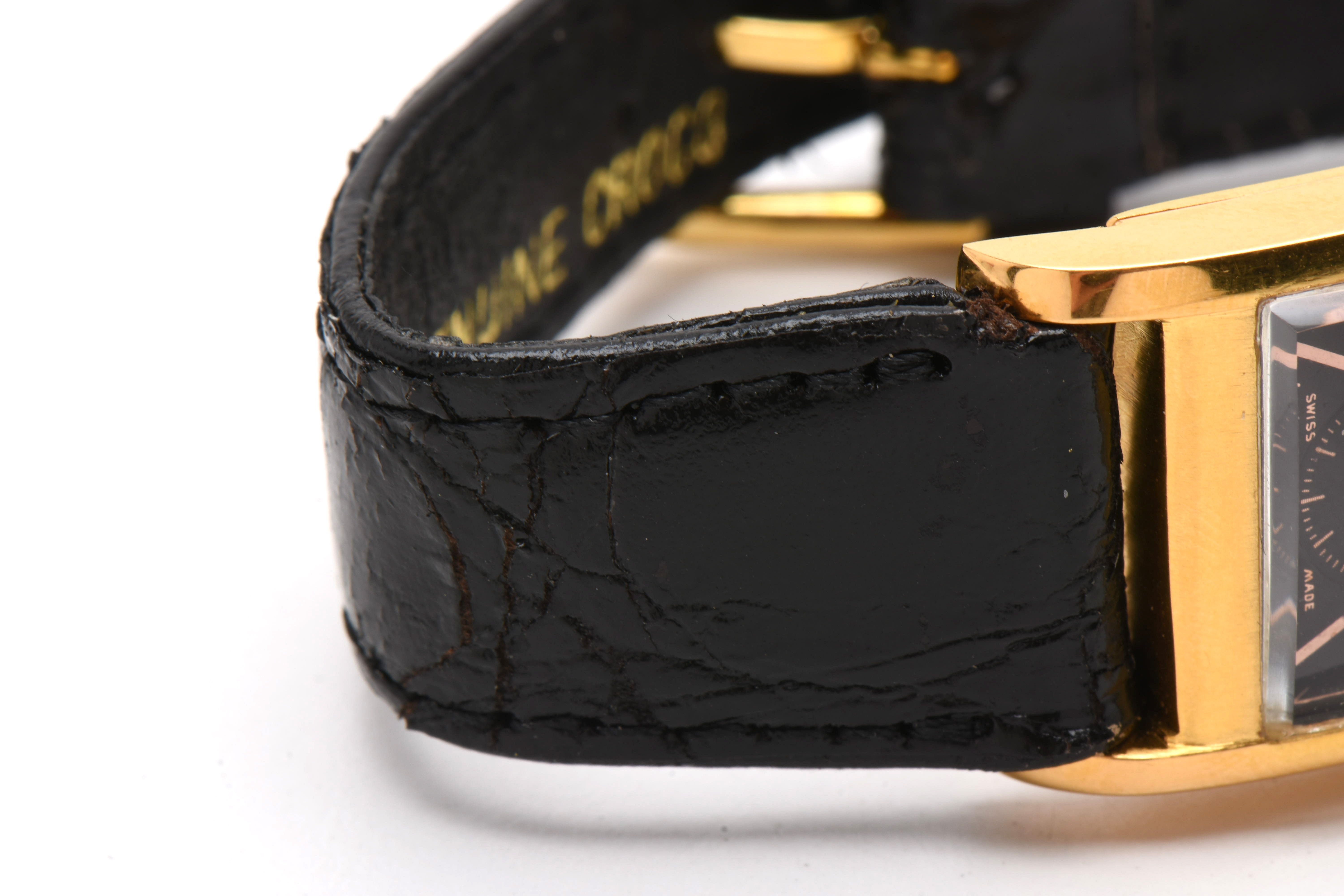 Early 20th Century Rolex 9K Yellow Gold Black Dial Watch