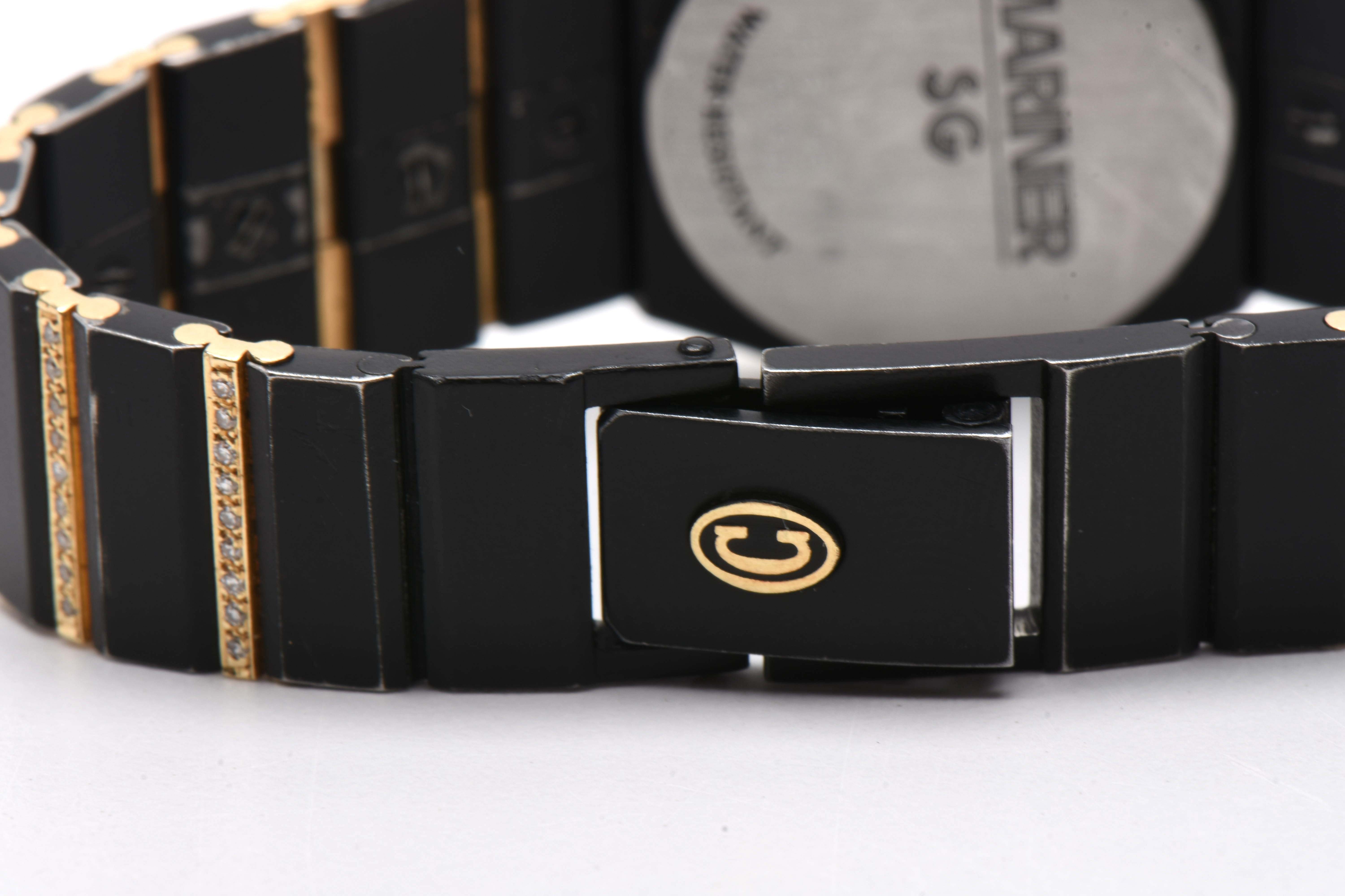 Concord Mariner Black Steel, 14K Yellow Gold 0.93 CTW Diamond Quartz Watch