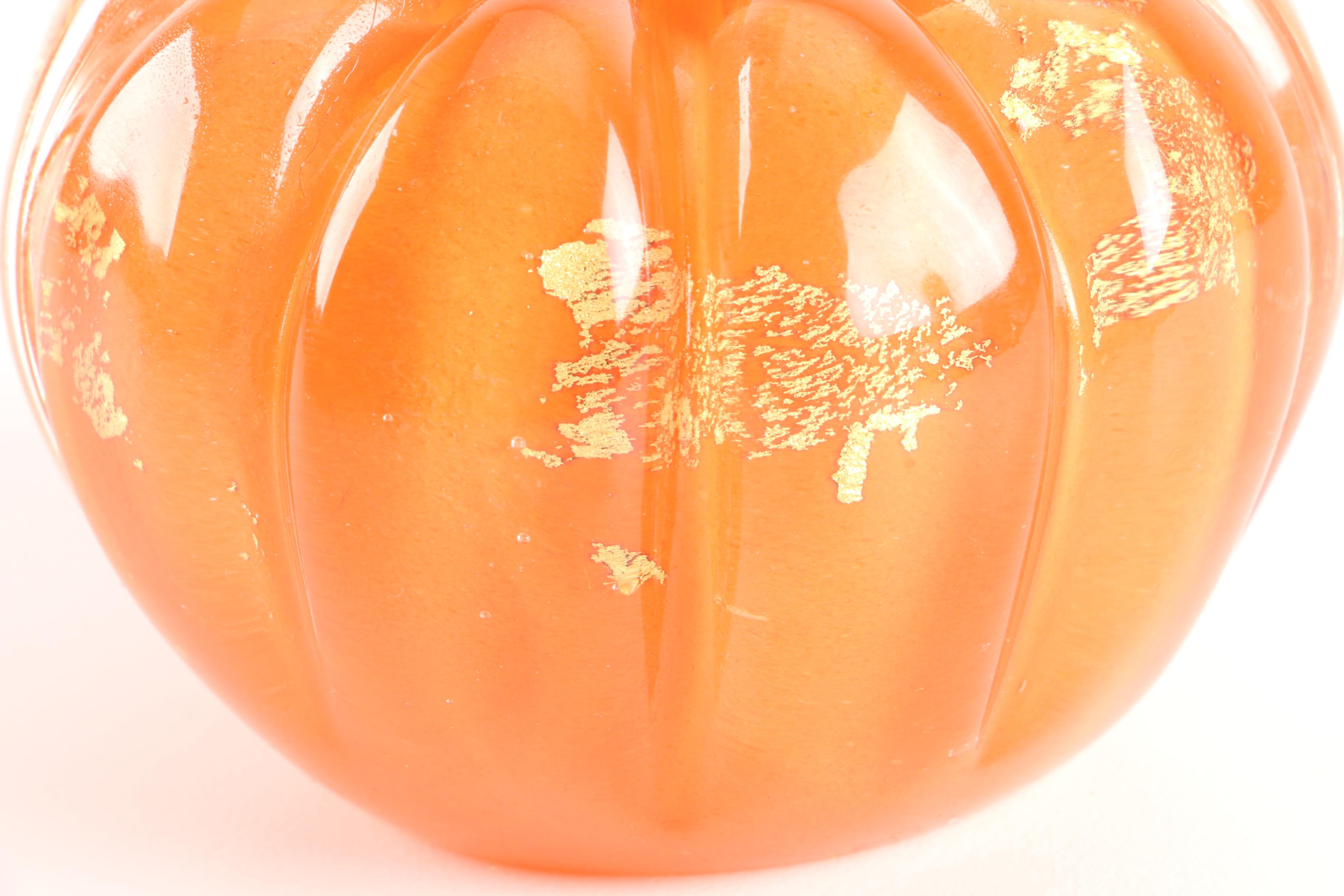 Blown Glass Gilt Accented Pumpkin Figurines
