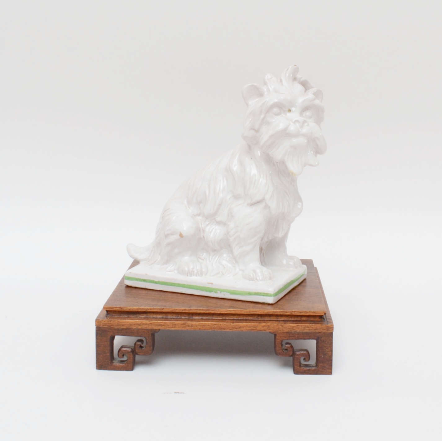Italian Porcelain Shih Tzu Figurine on Rosewood Base