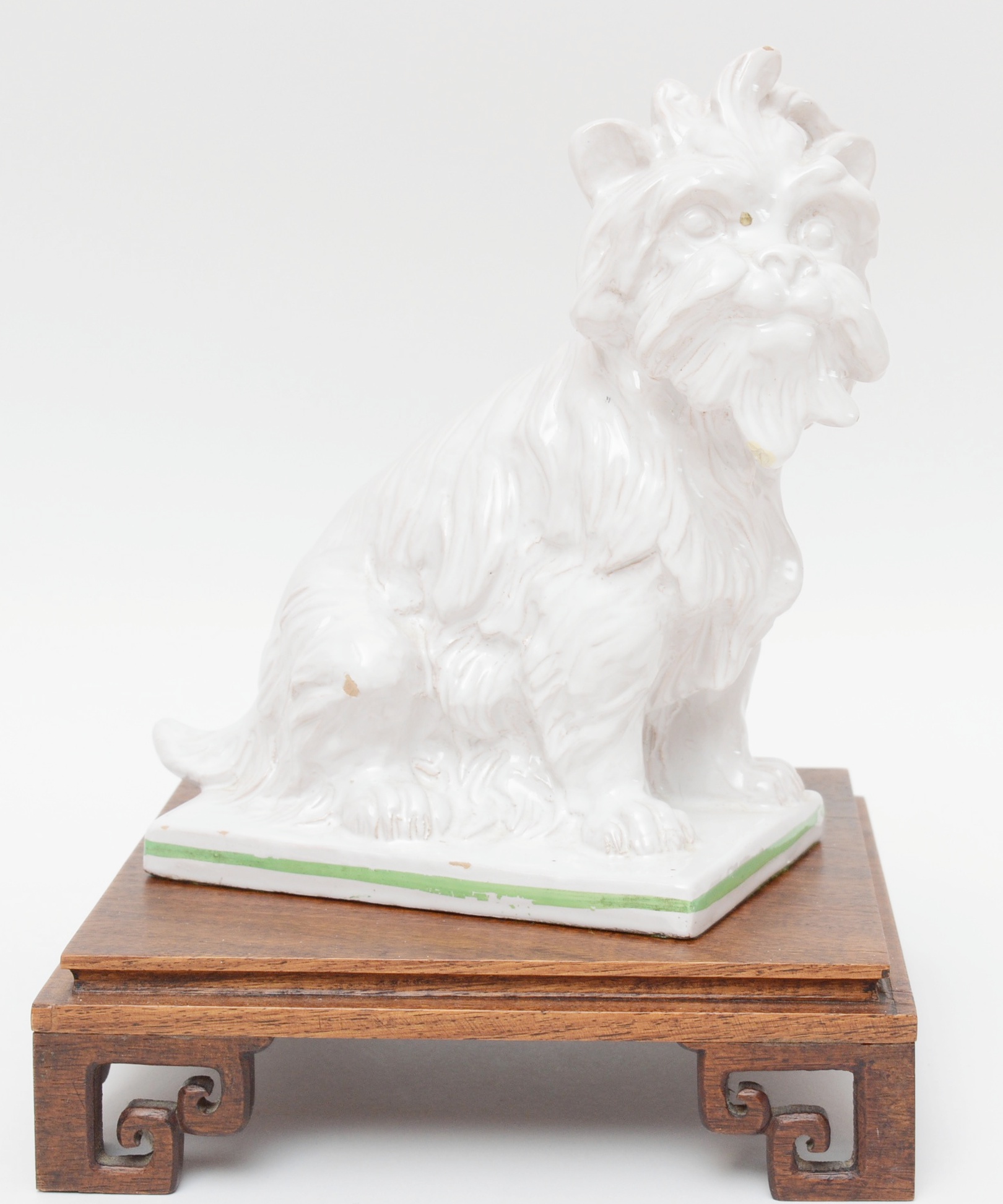 Italian Porcelain Shih Tzu Figurine on Rosewood Base