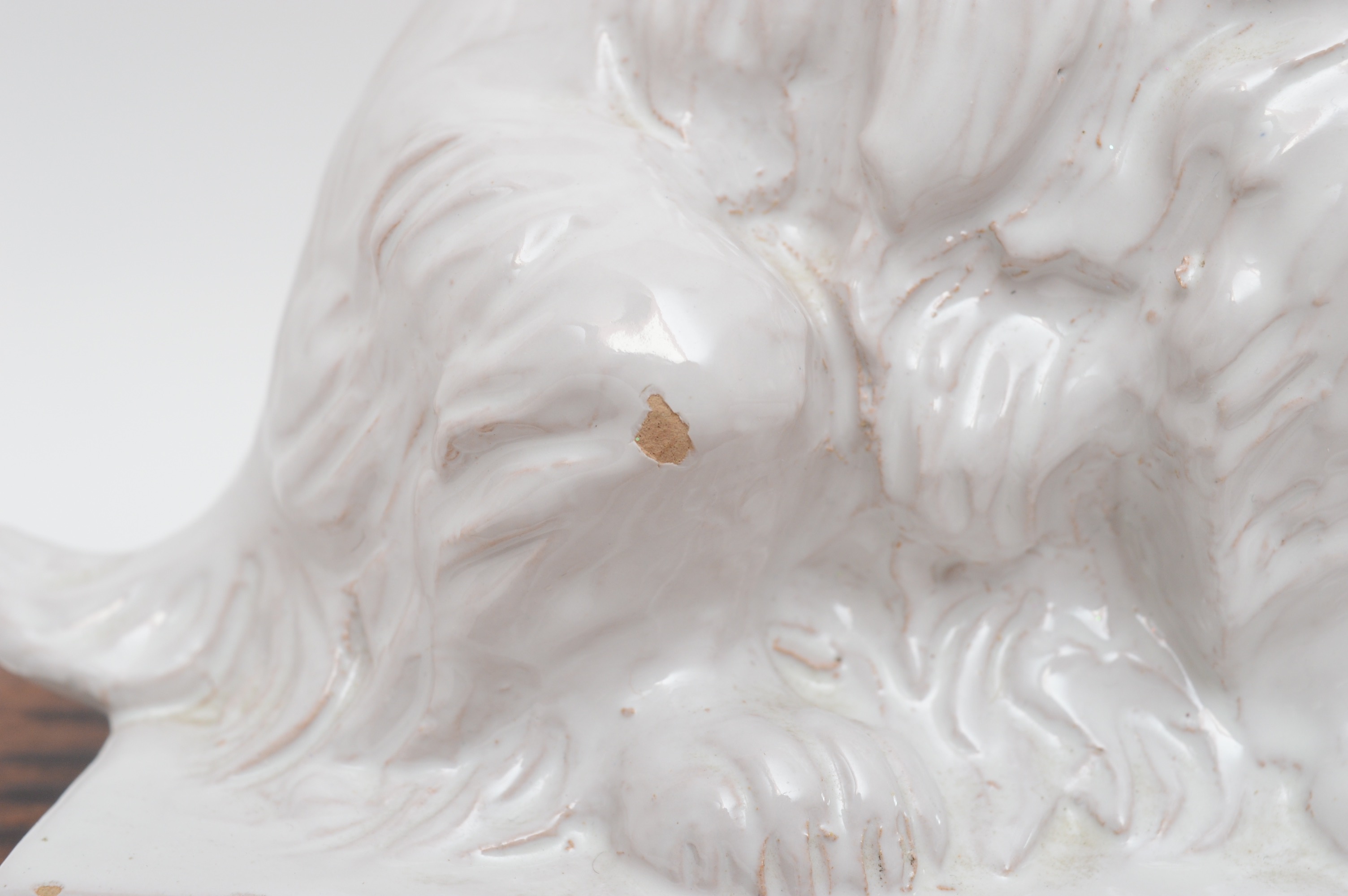 Italian Porcelain Shih Tzu Figurine on Rosewood Base