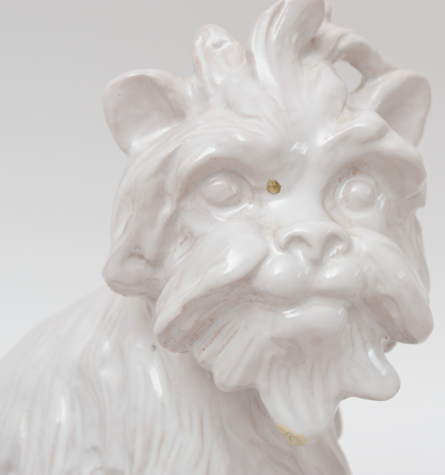 Italian Porcelain Shih Tzu Figurine on Rosewood Base