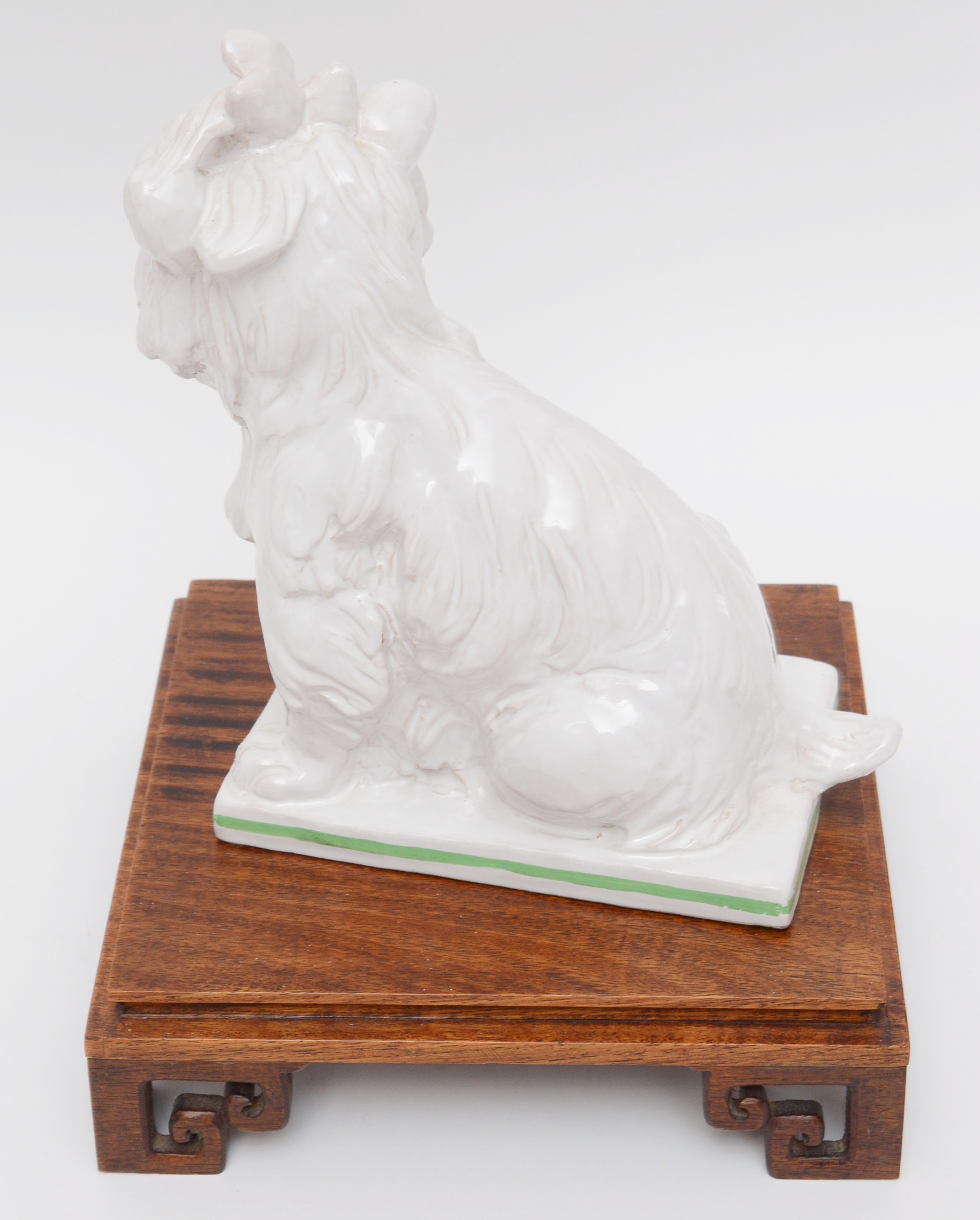 Italian Porcelain Shih Tzu Figurine on Rosewood Base