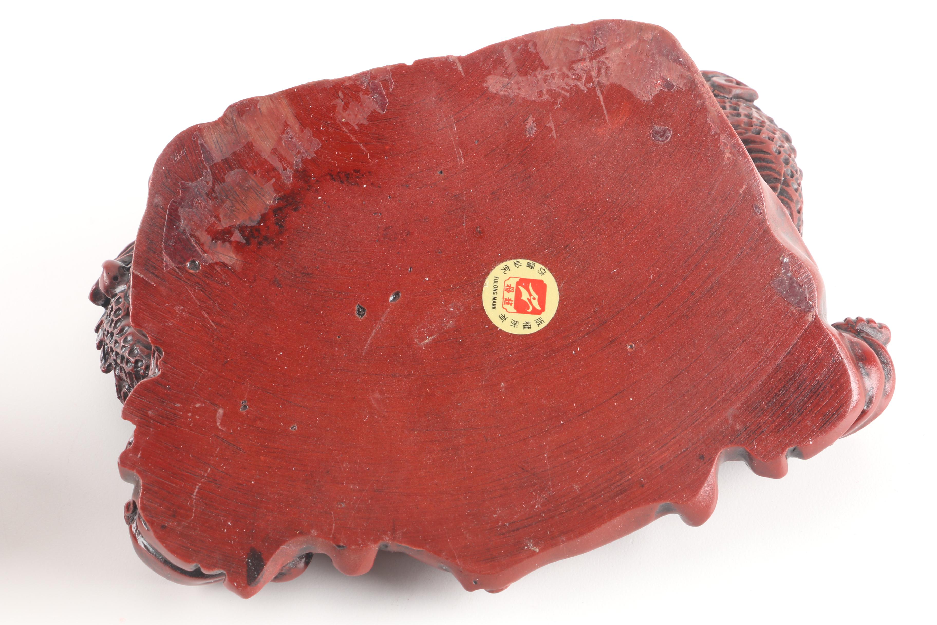 Carved Resin Dragon Stamp and Guardian Lion Yinni Pad Box