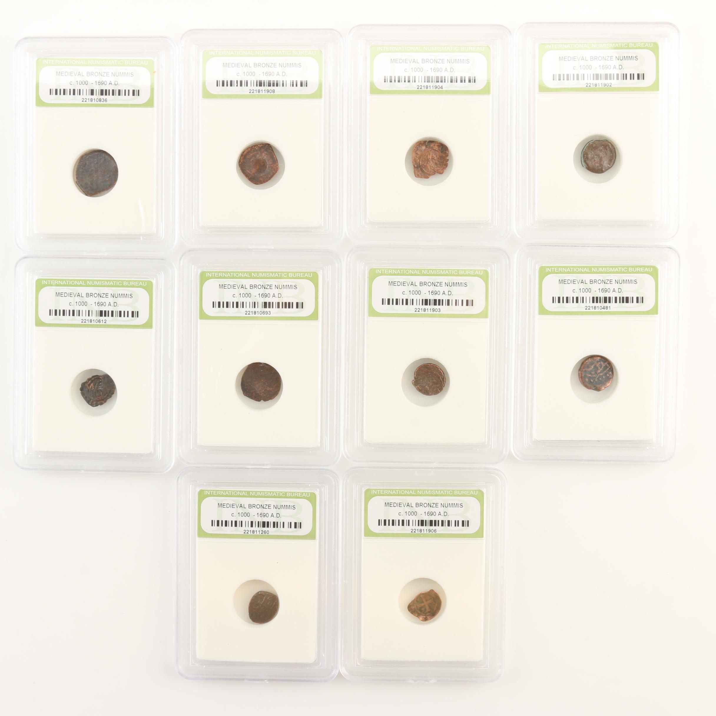 Ten Medieval Era Bronze Coins