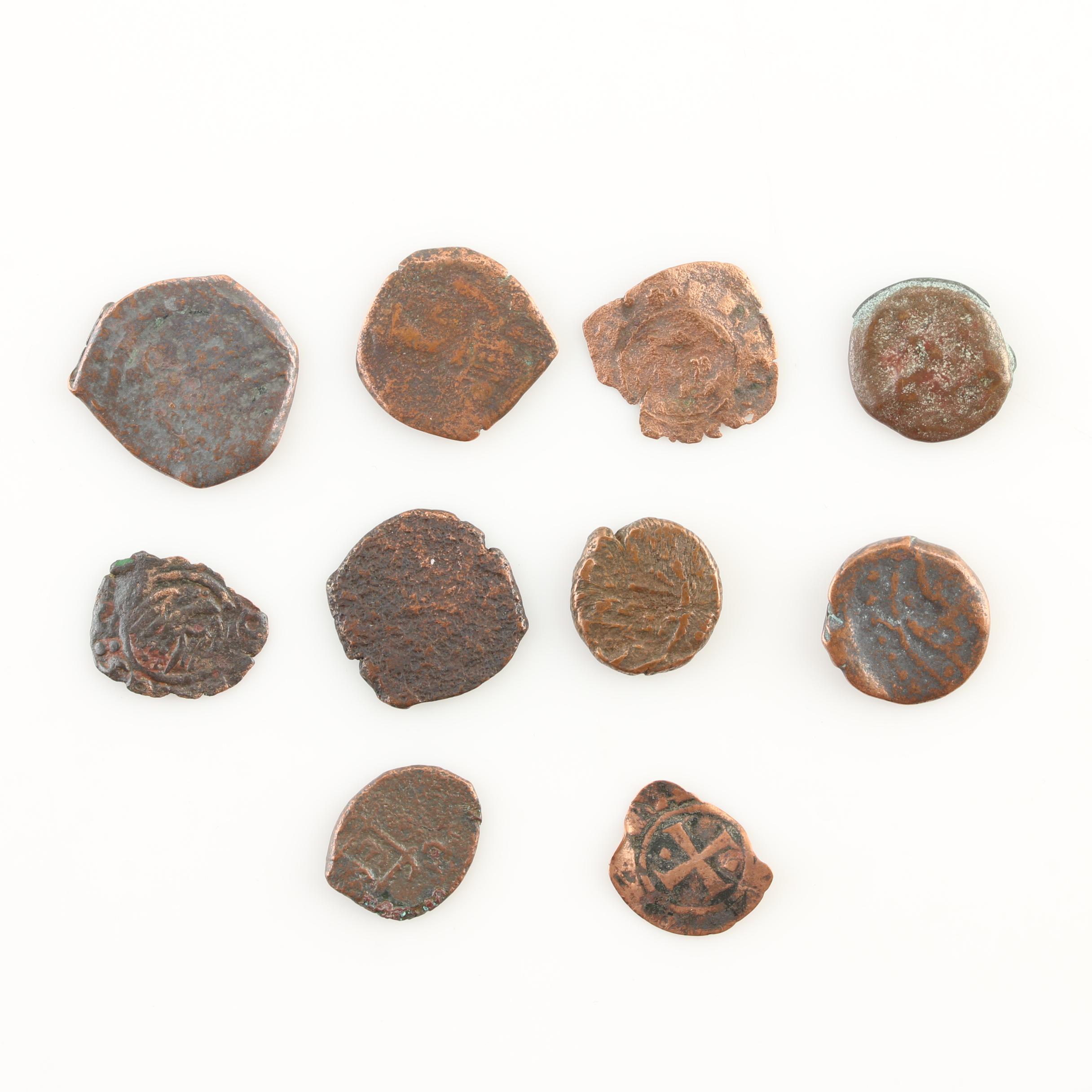 Ten Medieval Era Bronze Coins