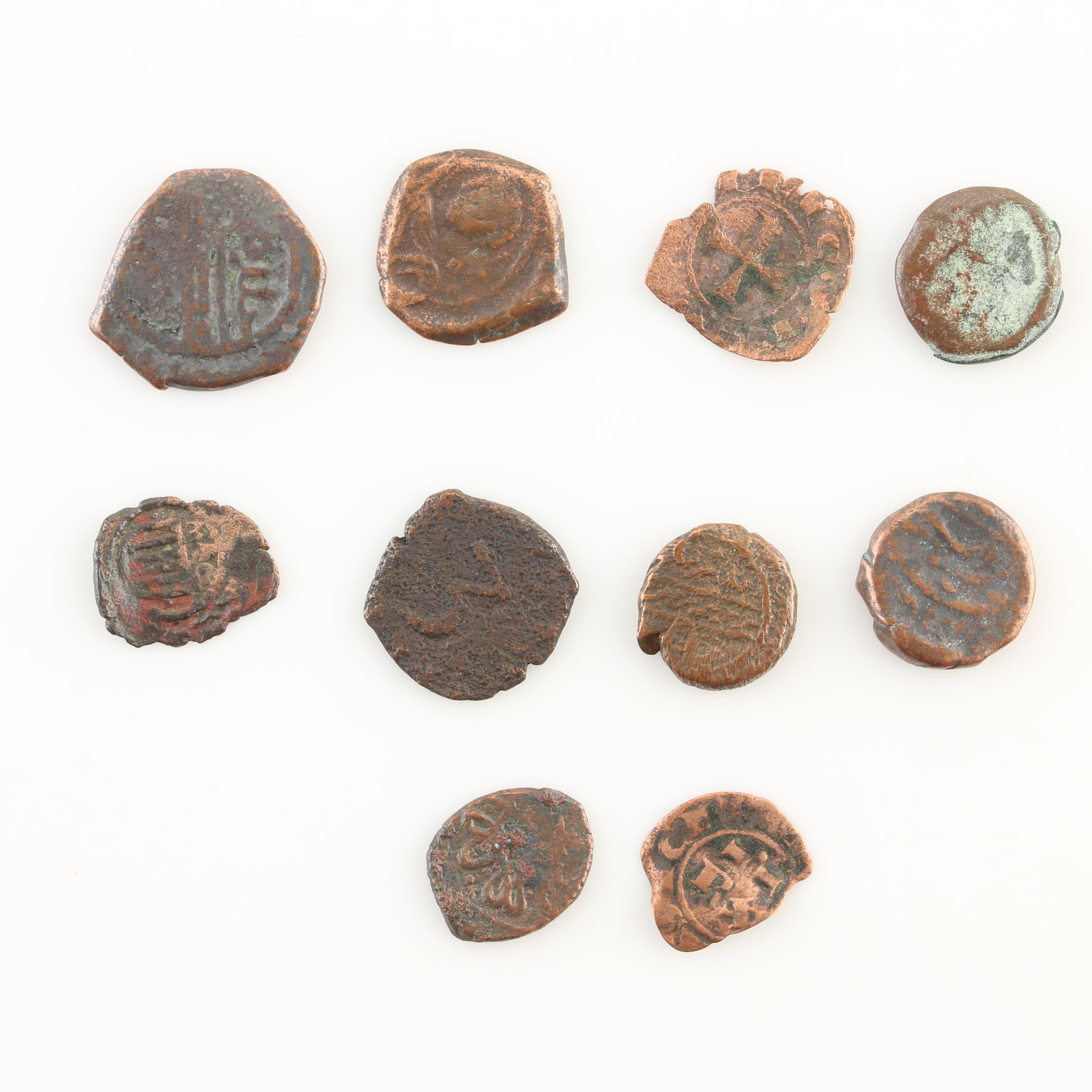 Ten Medieval Era Bronze Coins