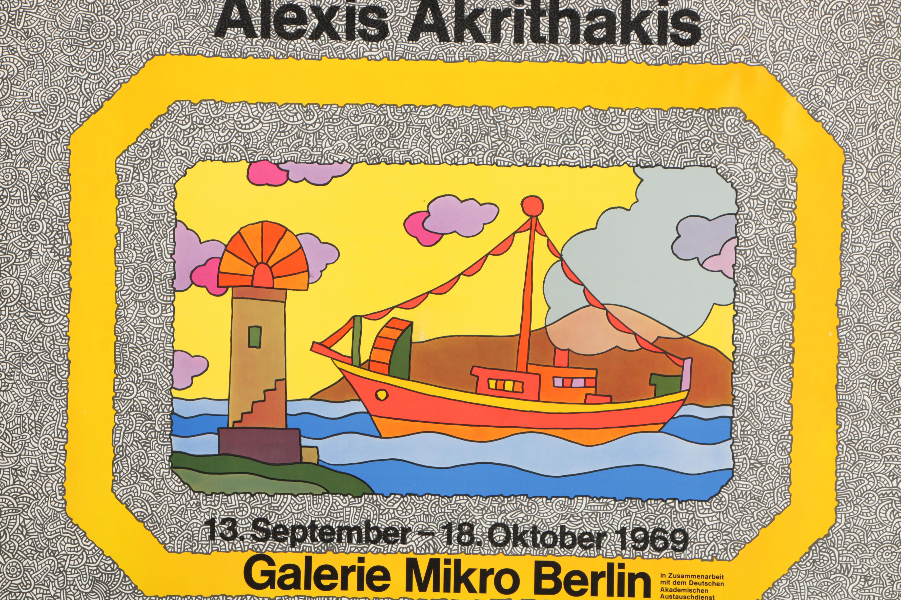 Seriolithograph Advertisement for Alexis Akrithakis Exhibit Galerie Mikro Berlin