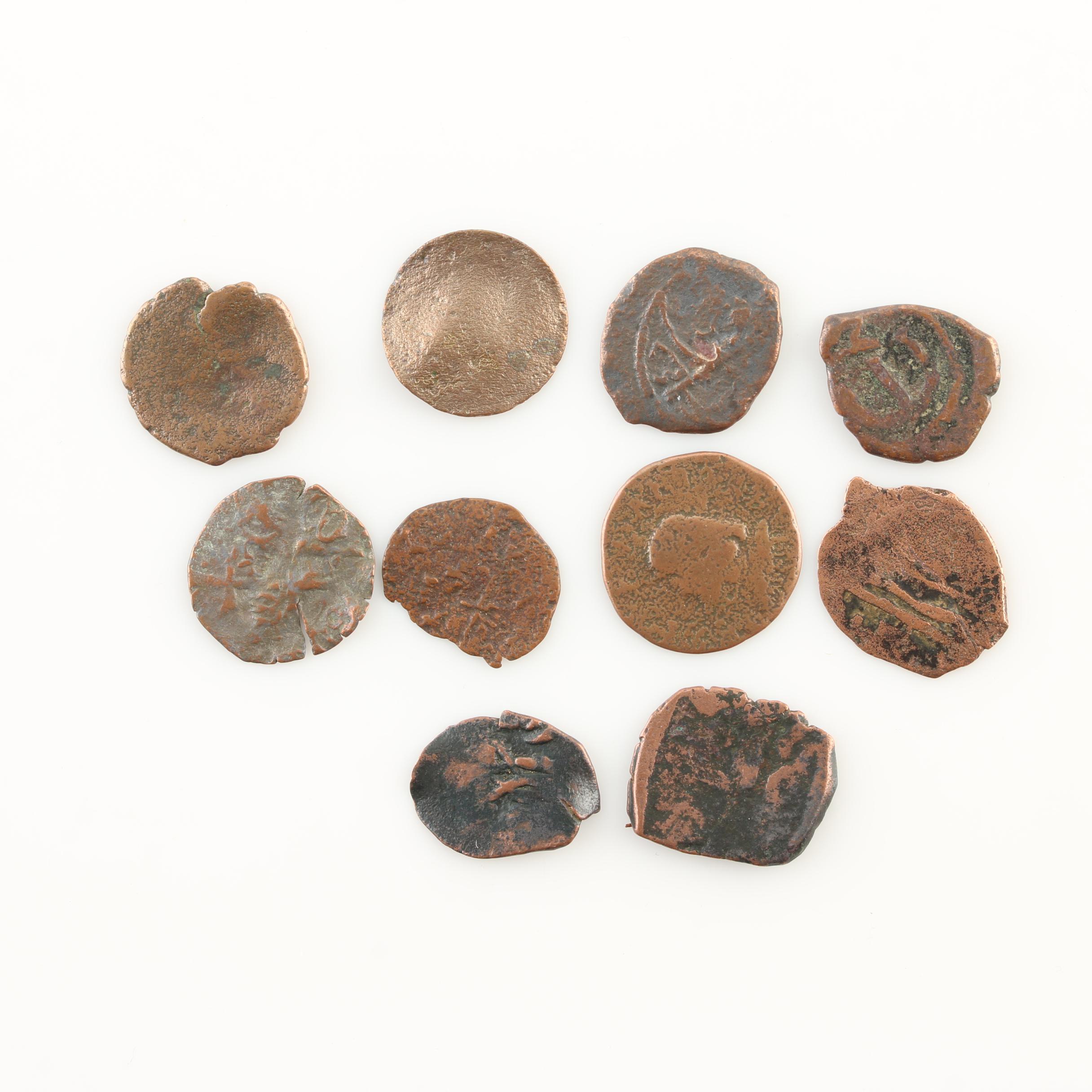 Ten Medieval Era Bronze Coins