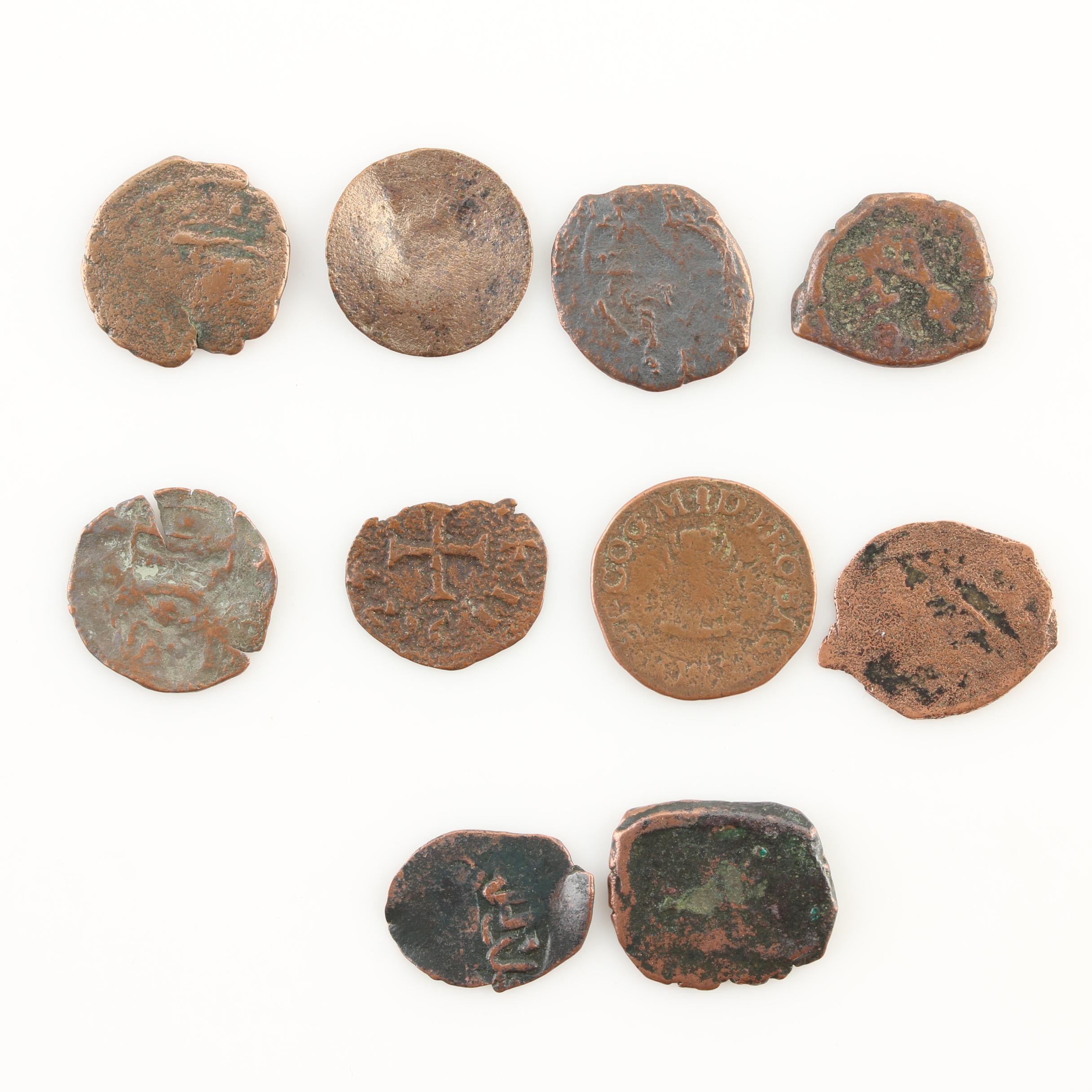 Ten Medieval Era Bronze Coins