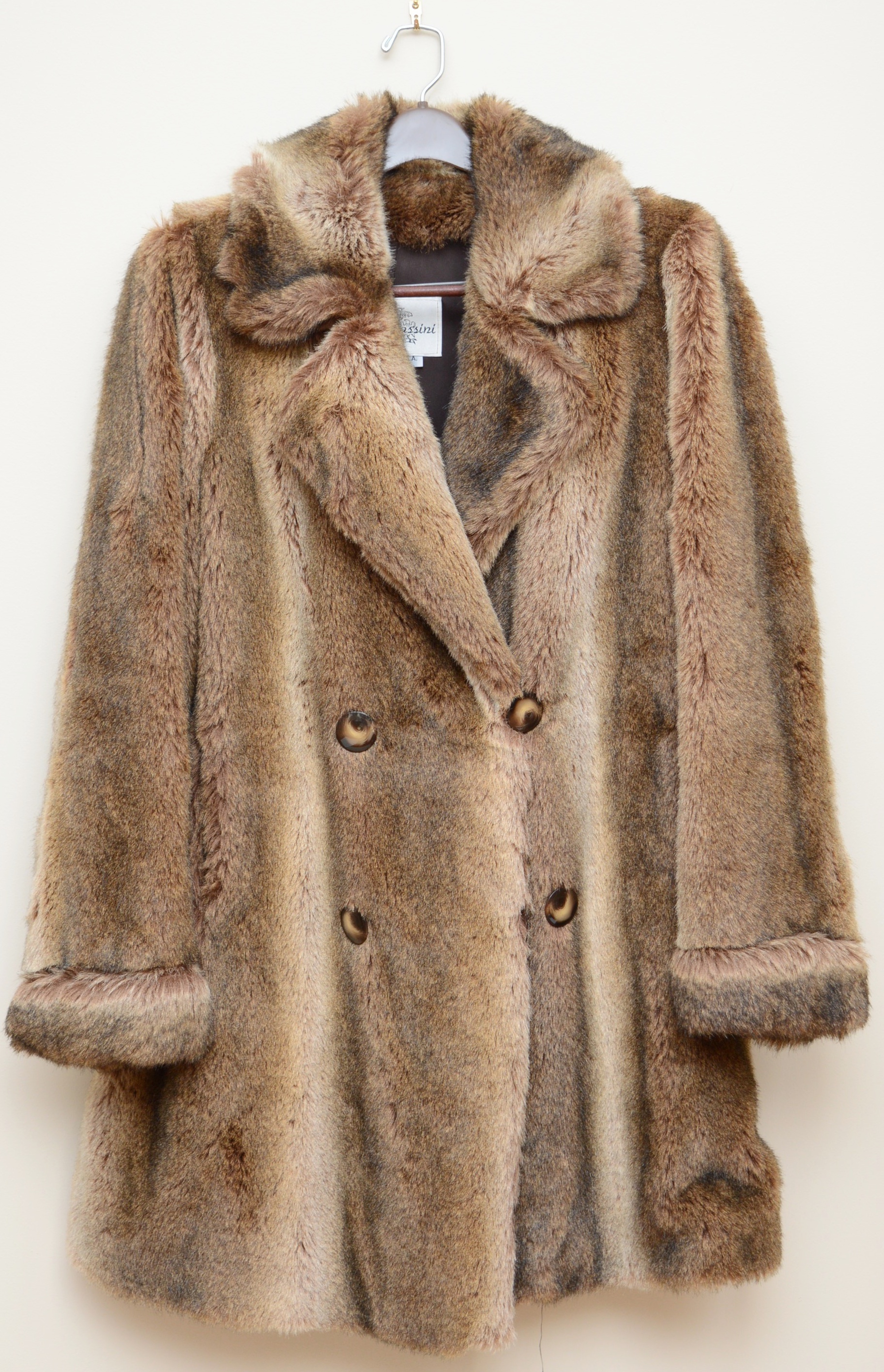Vintage Oleg Cassini Faux Fur Double-Breasted Coat
