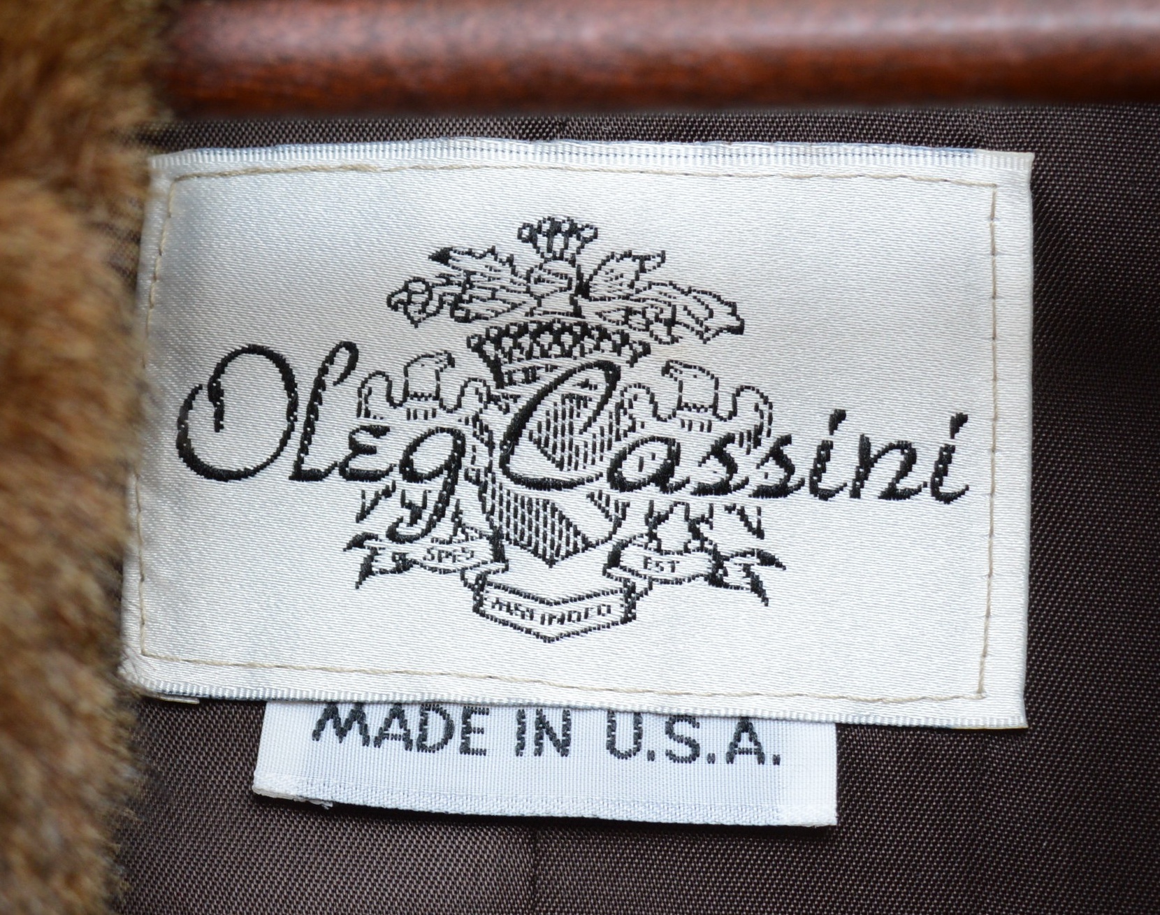 Vintage Oleg Cassini Faux Fur Double-Breasted Coat