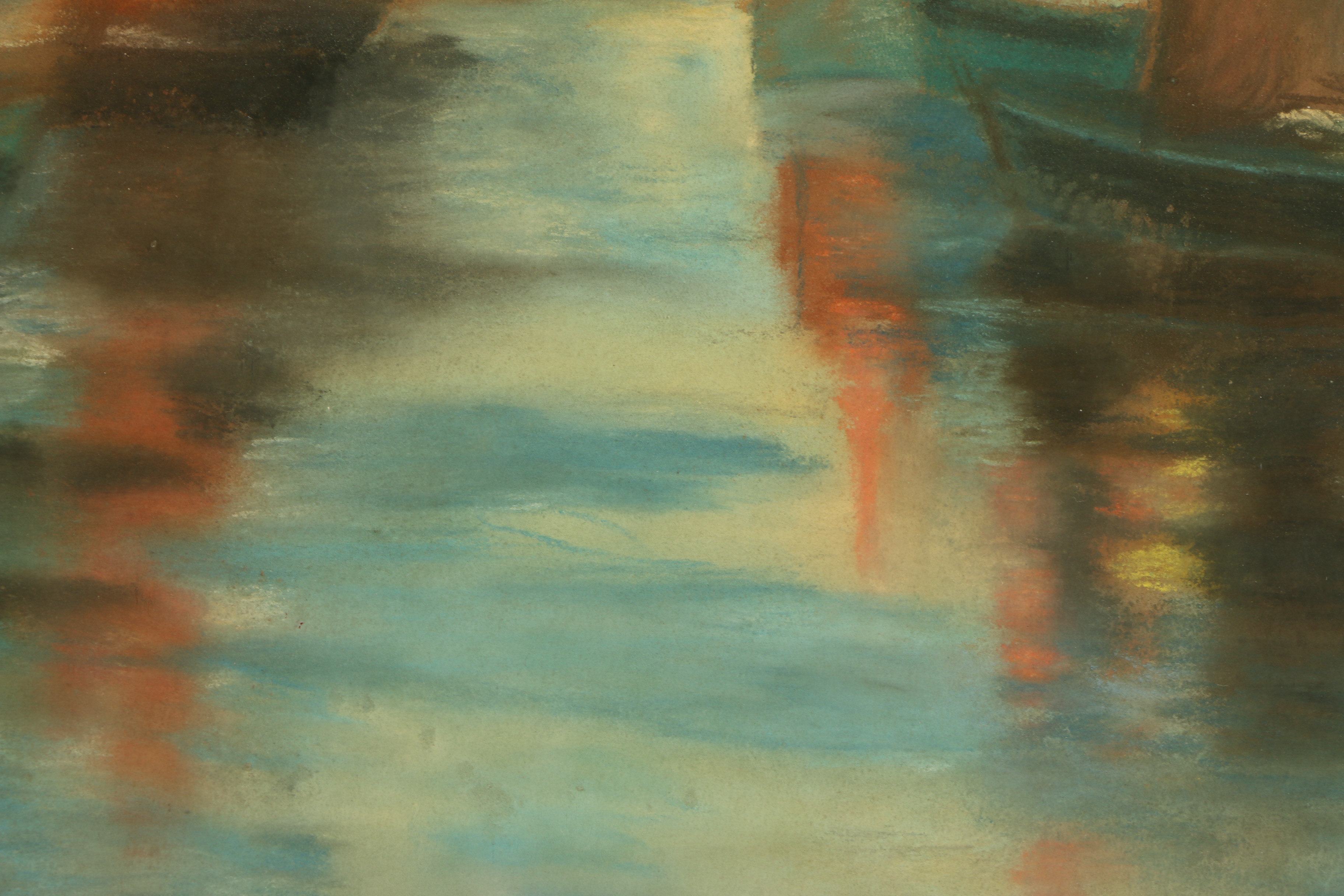 Pastel Drawing of Sailboats on the Water