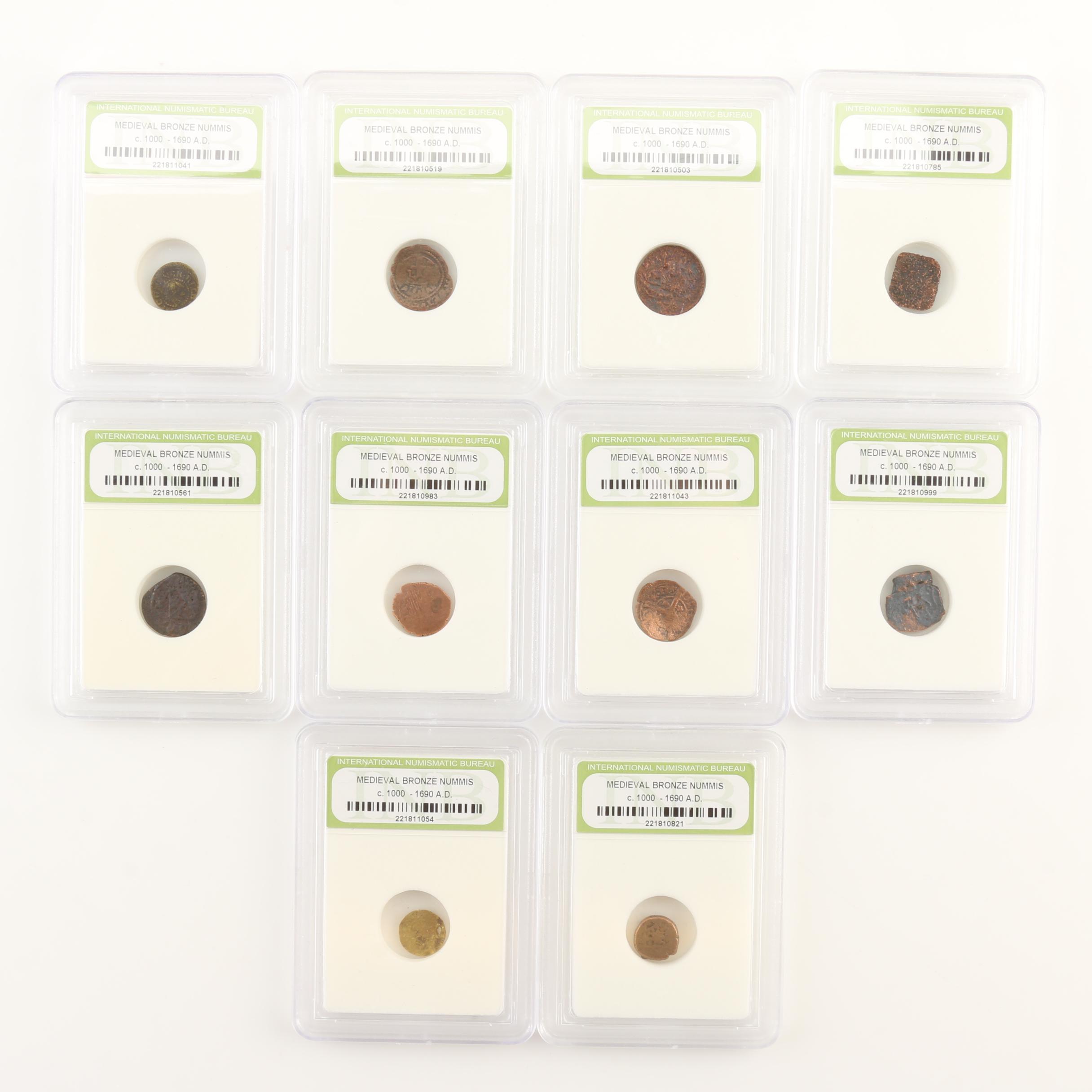 Ten Medieval Era Bronze Coins