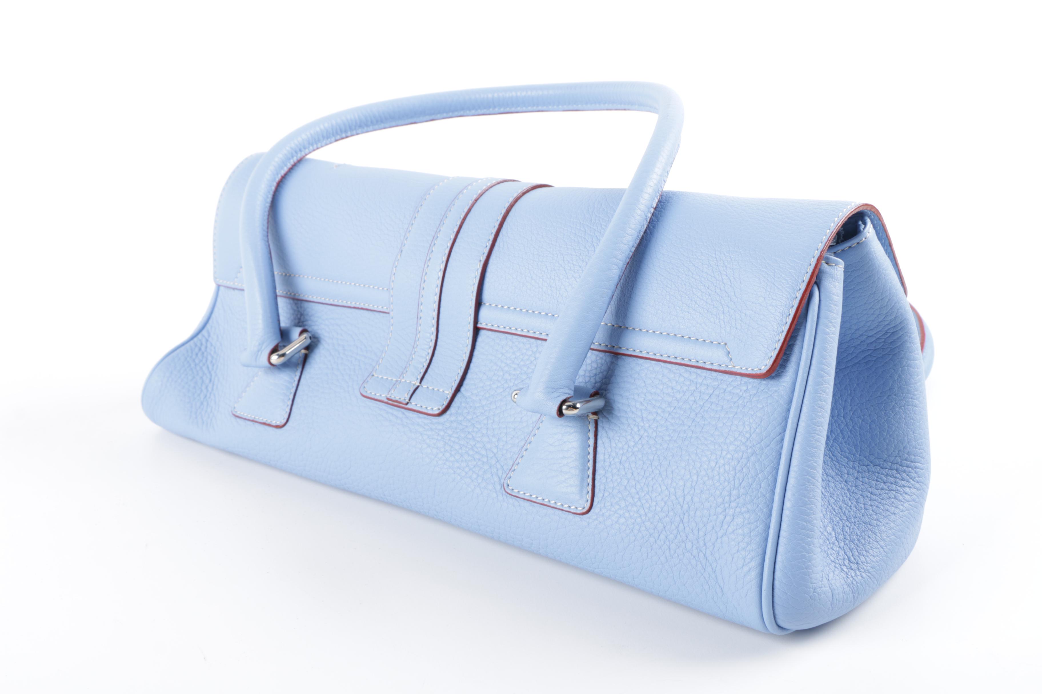 Burberry London Cornflower Blue Leather Handbag