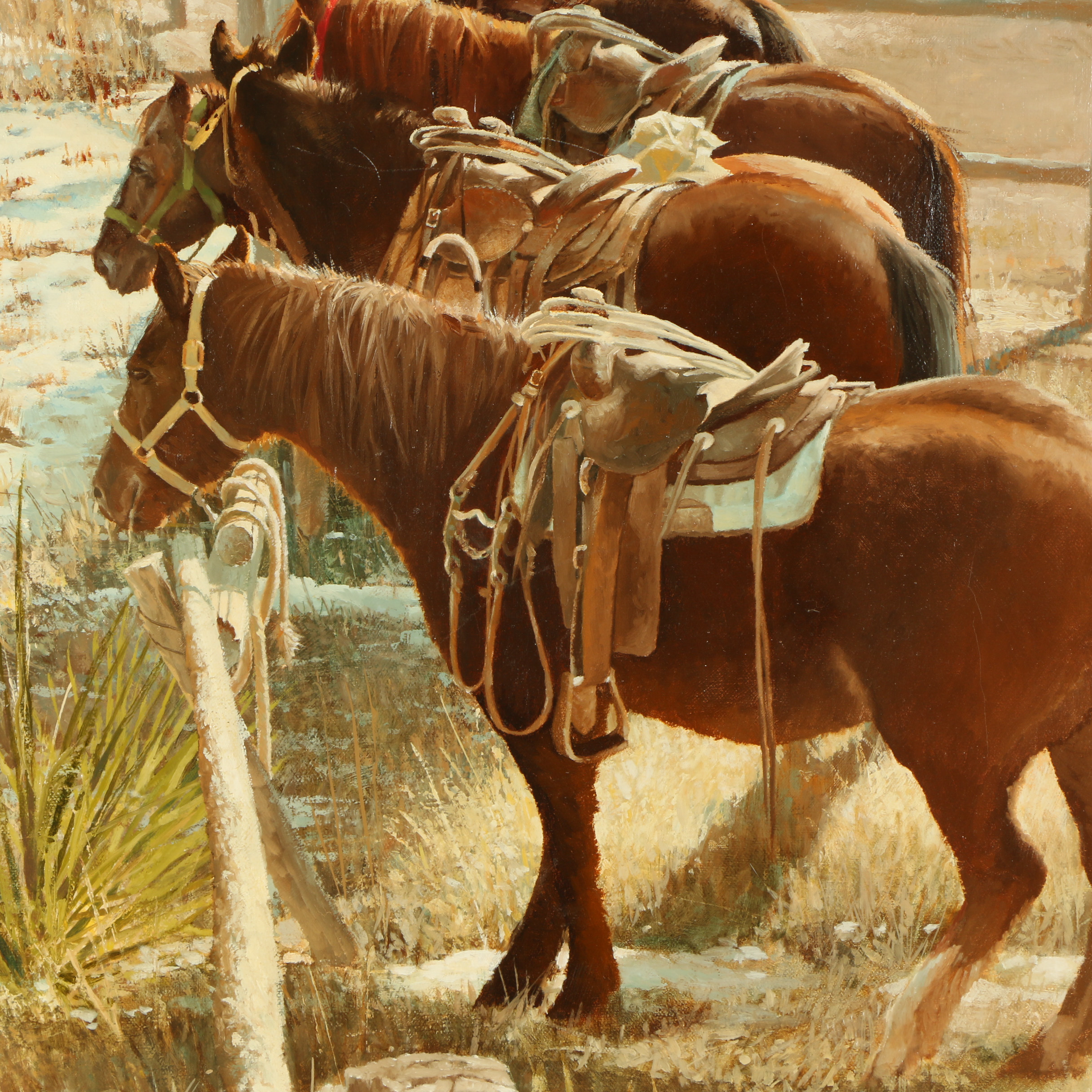 Robert Dorman Vintage Oil Painting of Horses