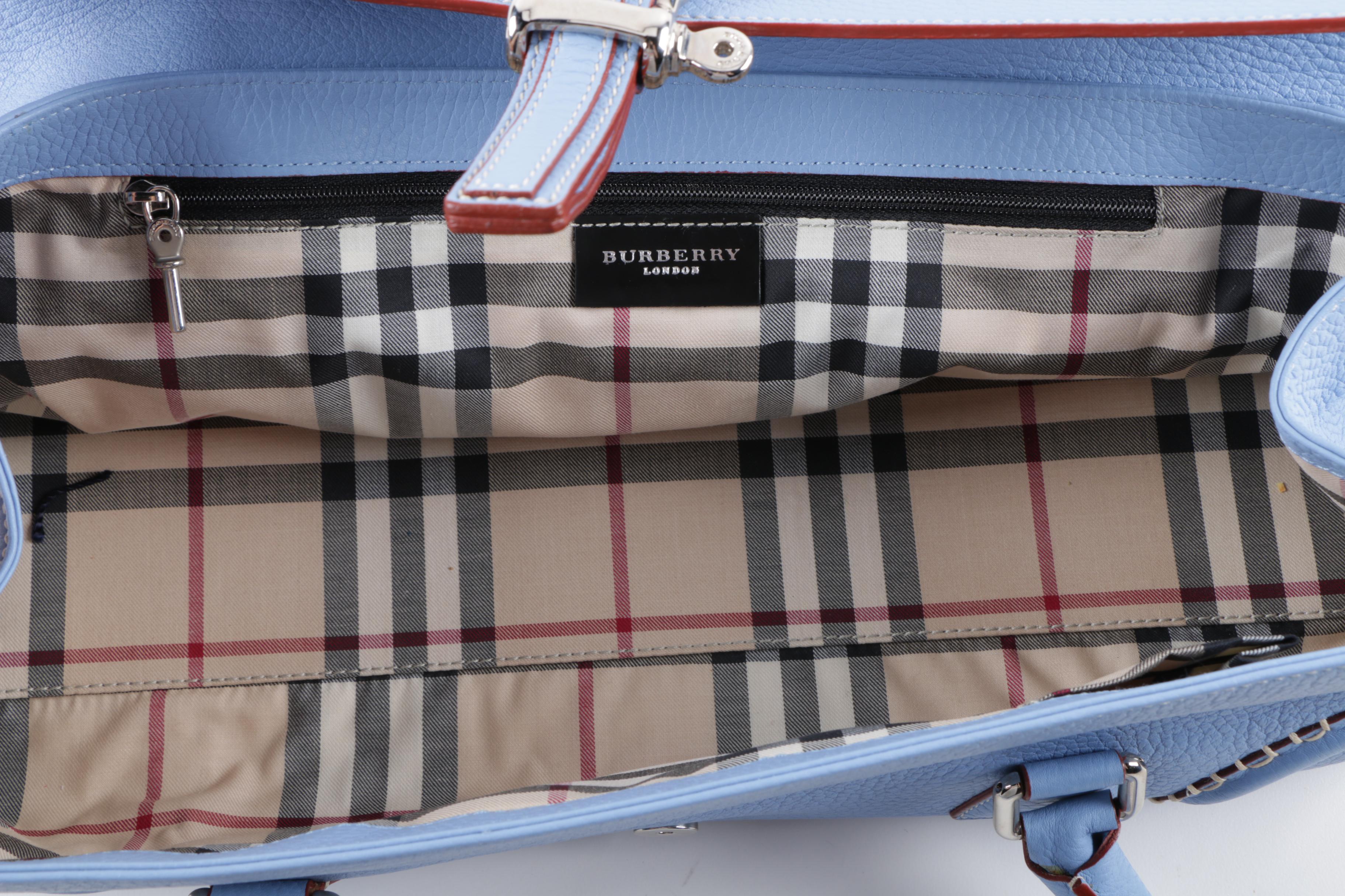 Burberry London Cornflower Blue Leather Handbag