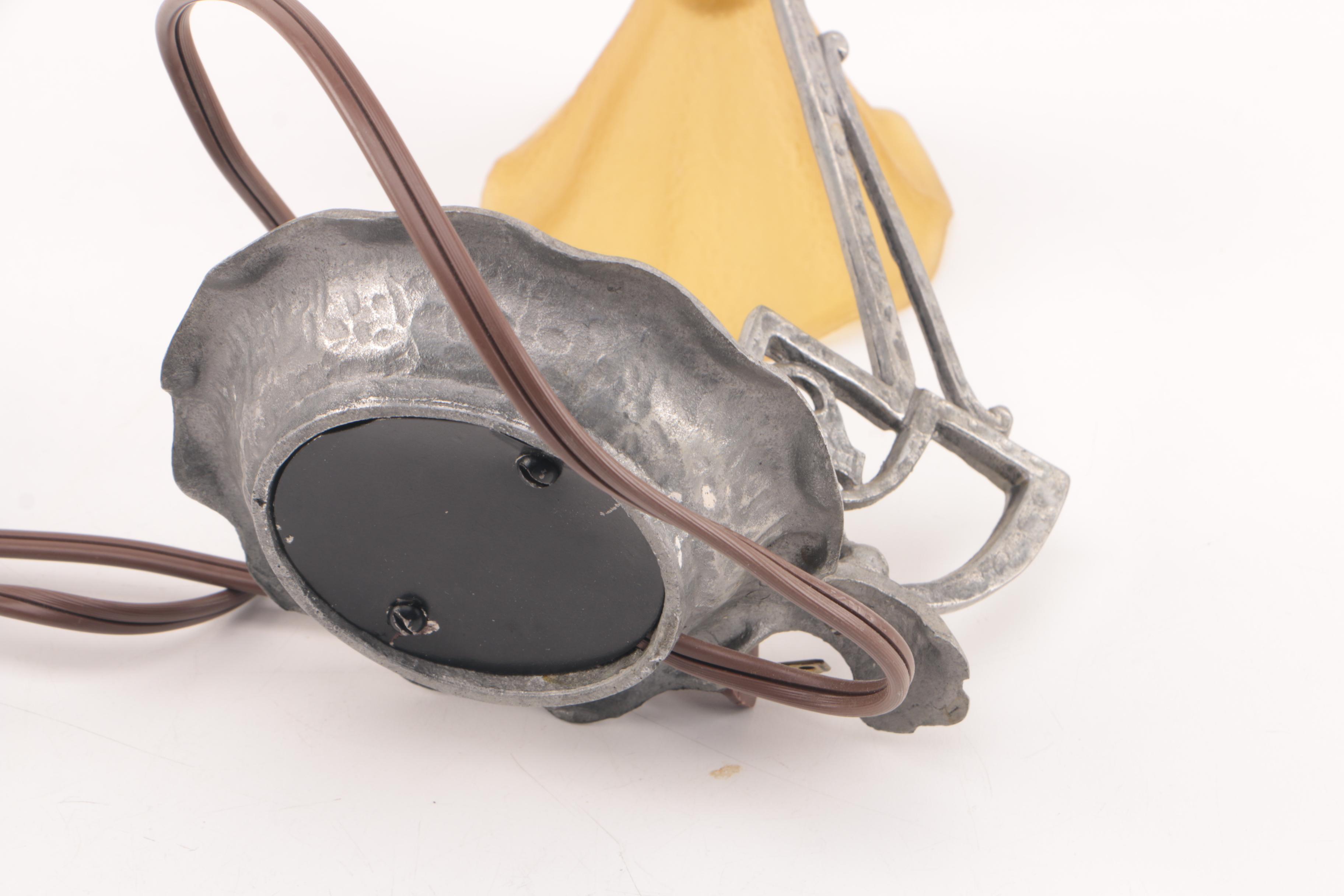 Chamberstick Style Accent Lamp with Tulip Glass Shade