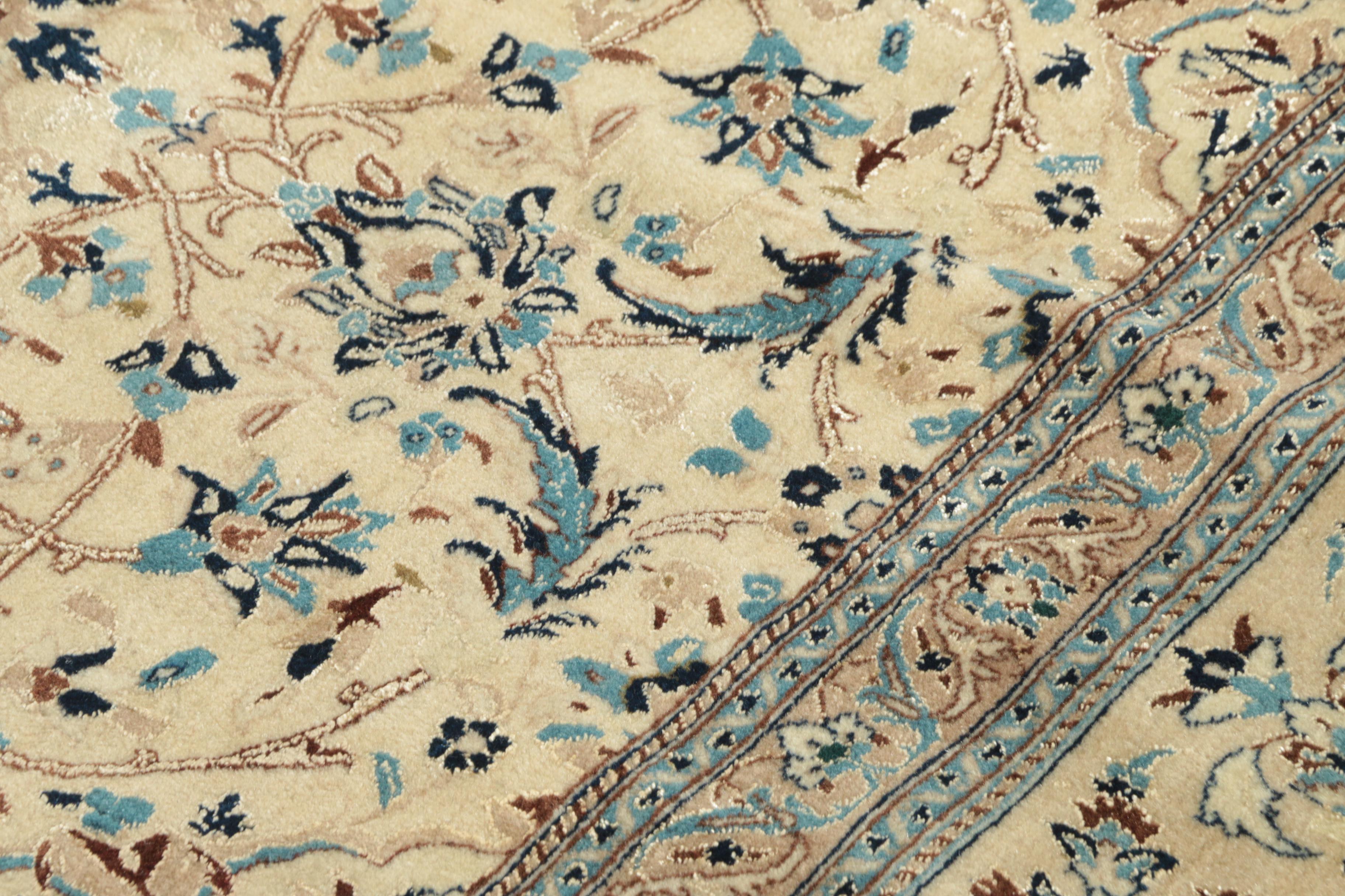 Finely Hand-Knotted Persian Isfahan Wool and Silk Area Rug