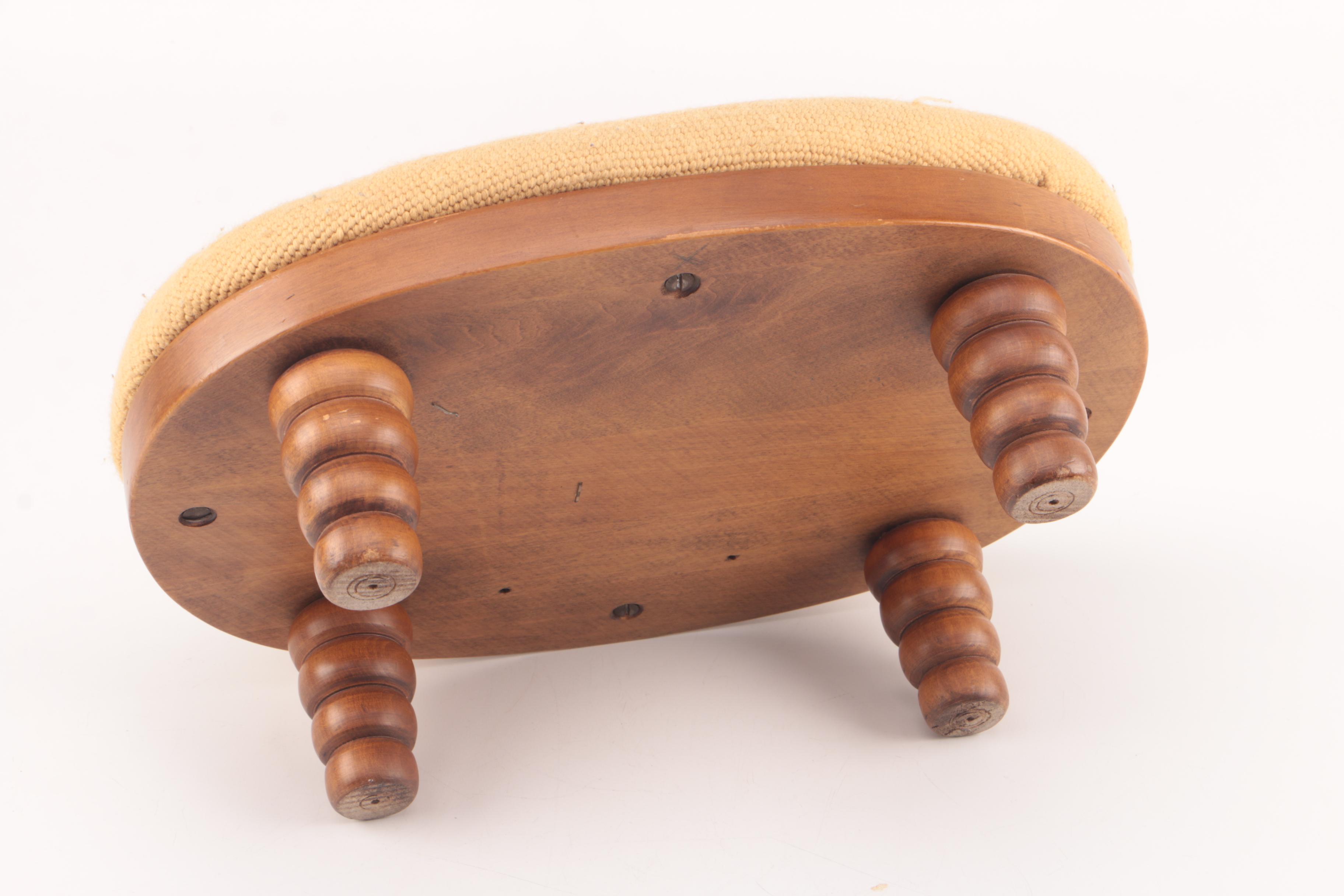 Floral Needlepoint Oval Footstool