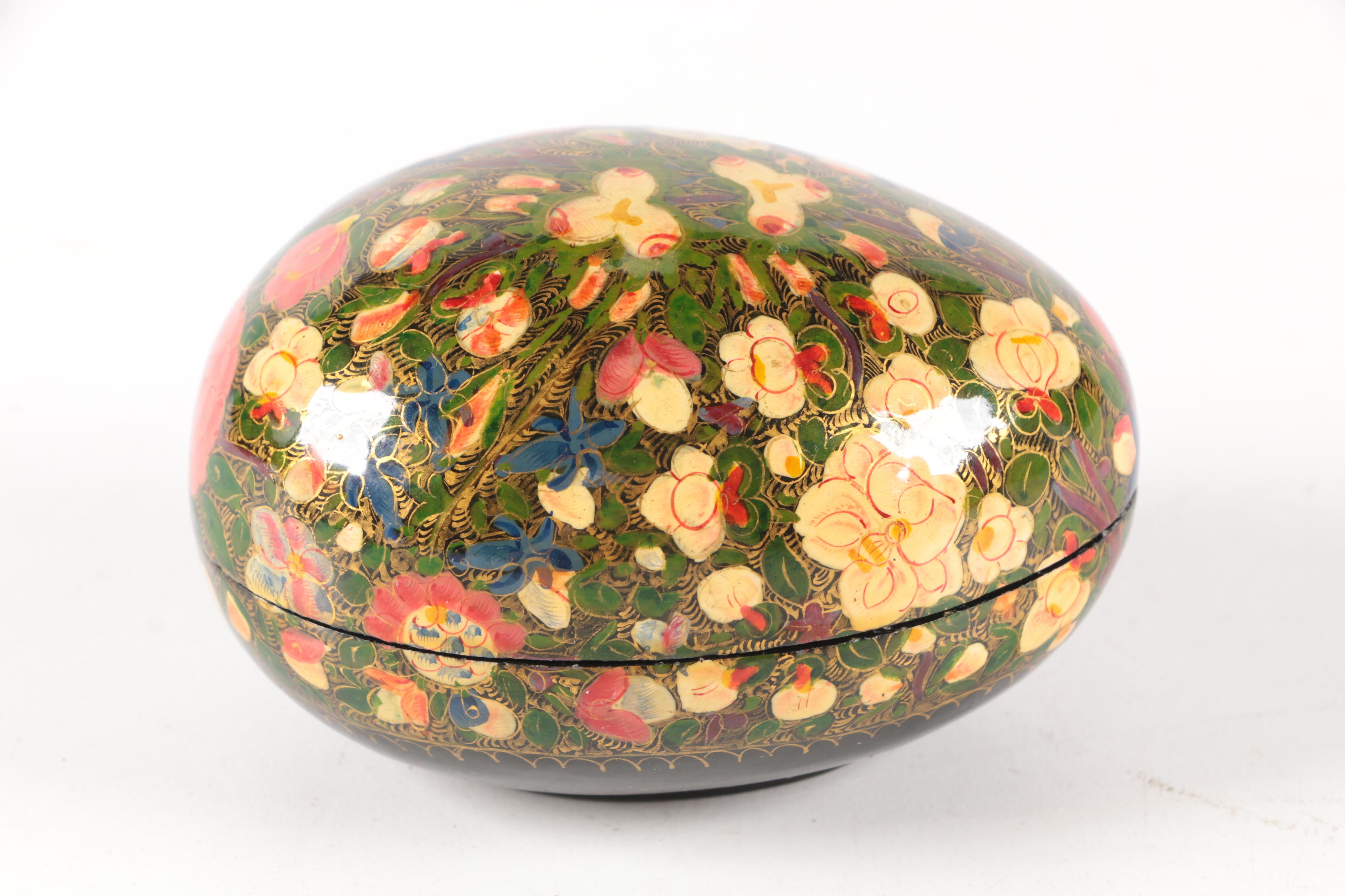 Decorative Hand-Painted Egg Figurines and Trinket Box including Kashmir