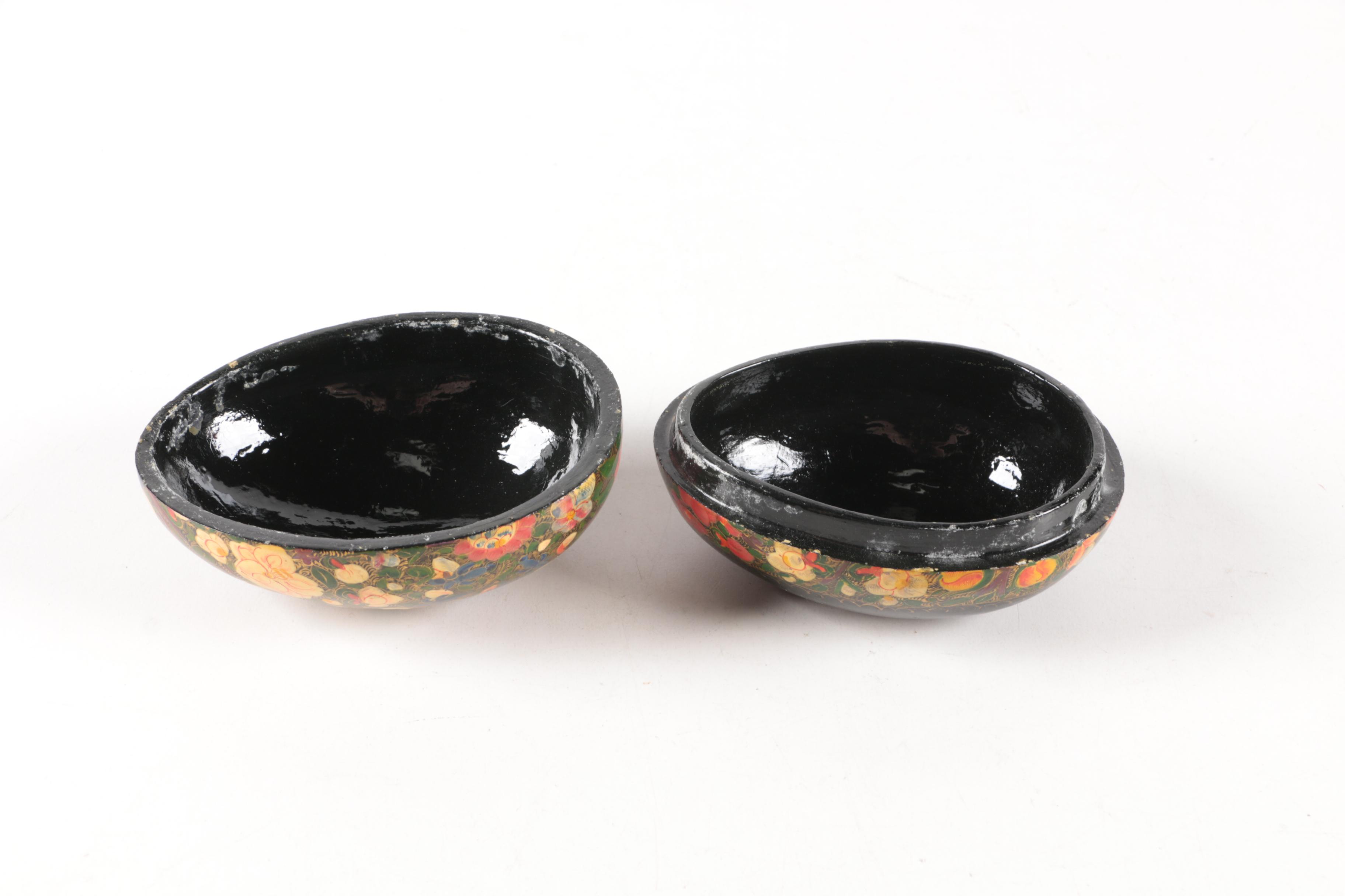 Decorative Hand-Painted Egg Figurines and Trinket Box including Kashmir