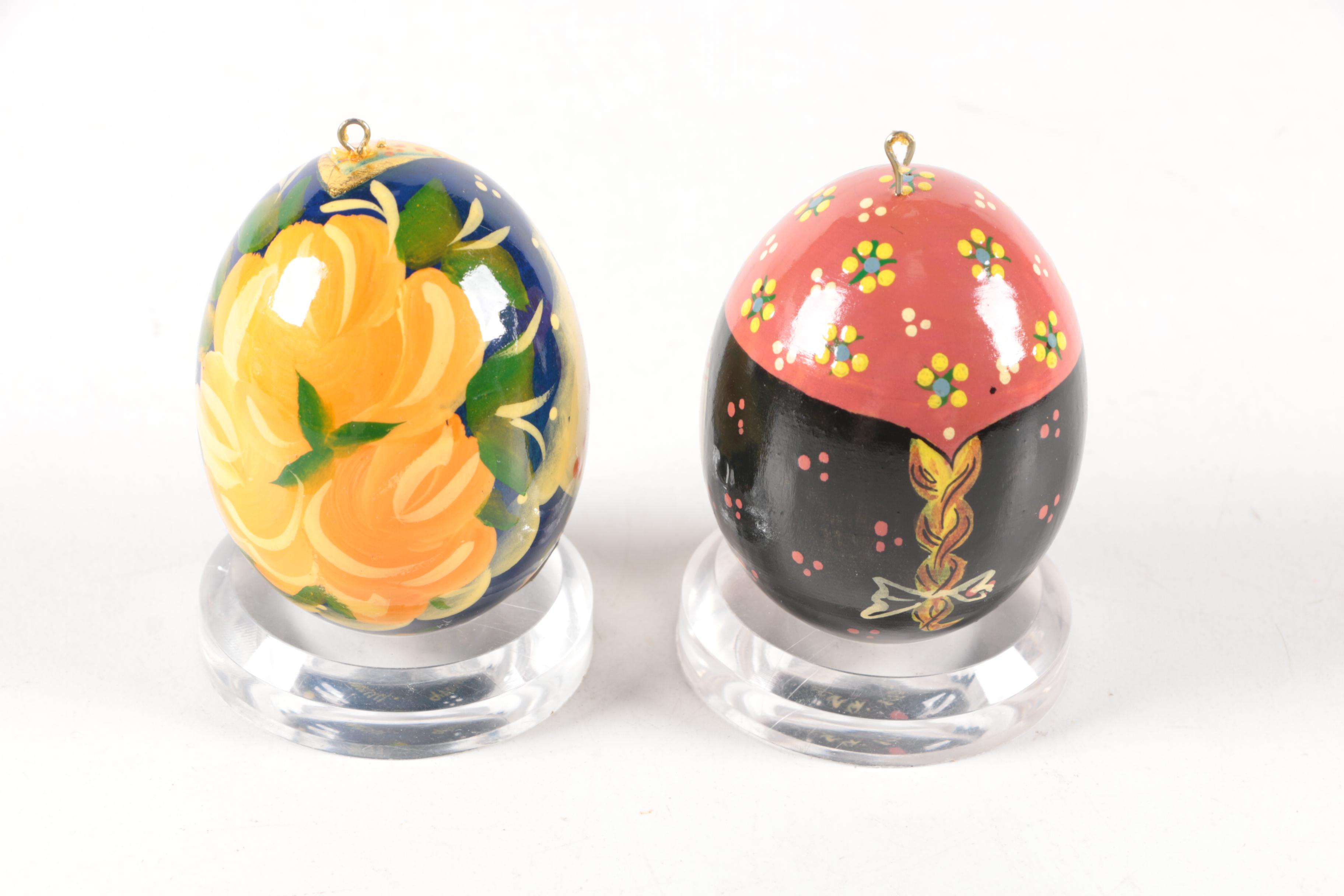Decorative Hand-Painted Egg Figurines and Trinket Box including Kashmir