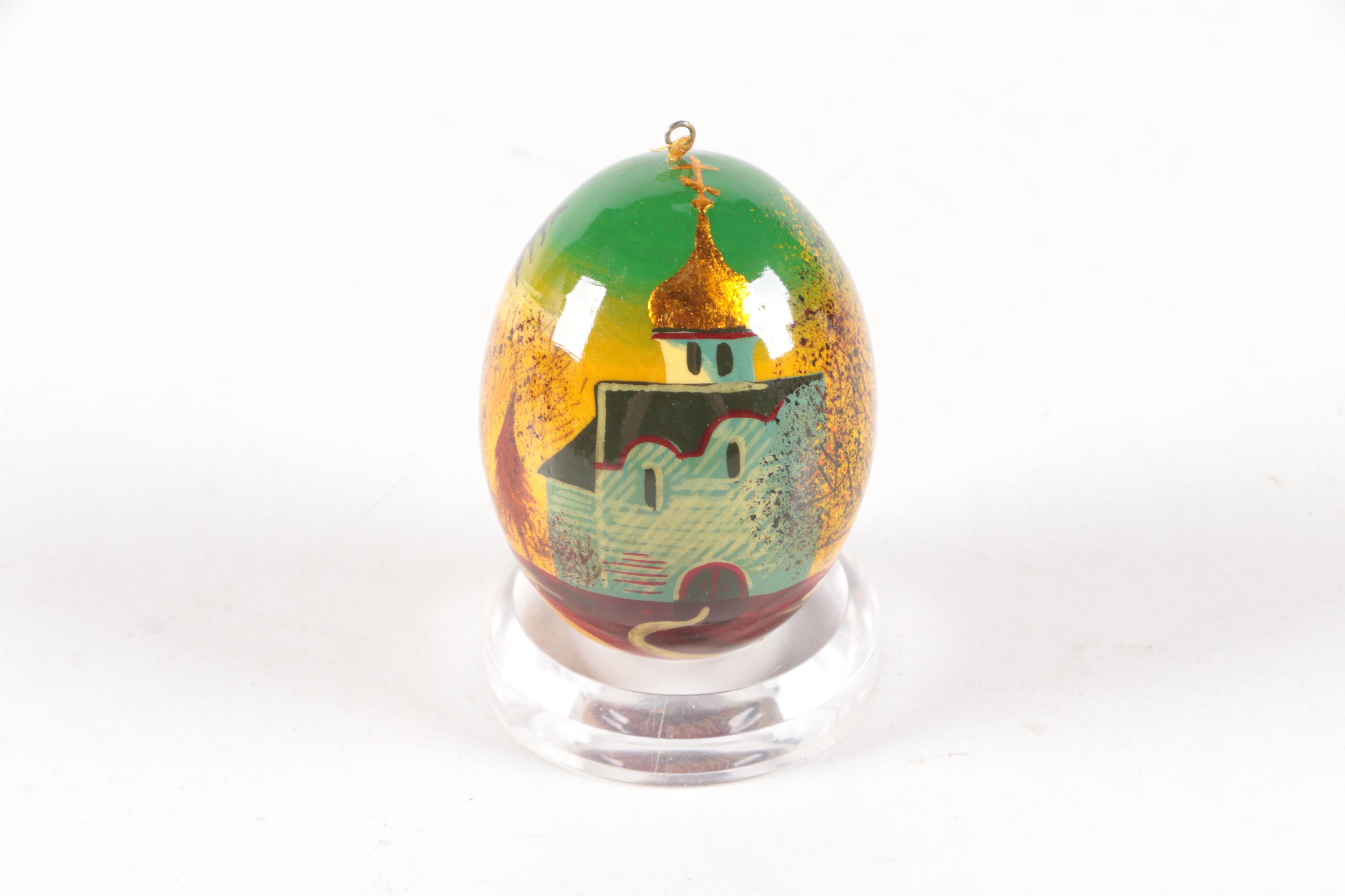Decorative Hand-Painted Egg Figurines and Trinket Box including Kashmir