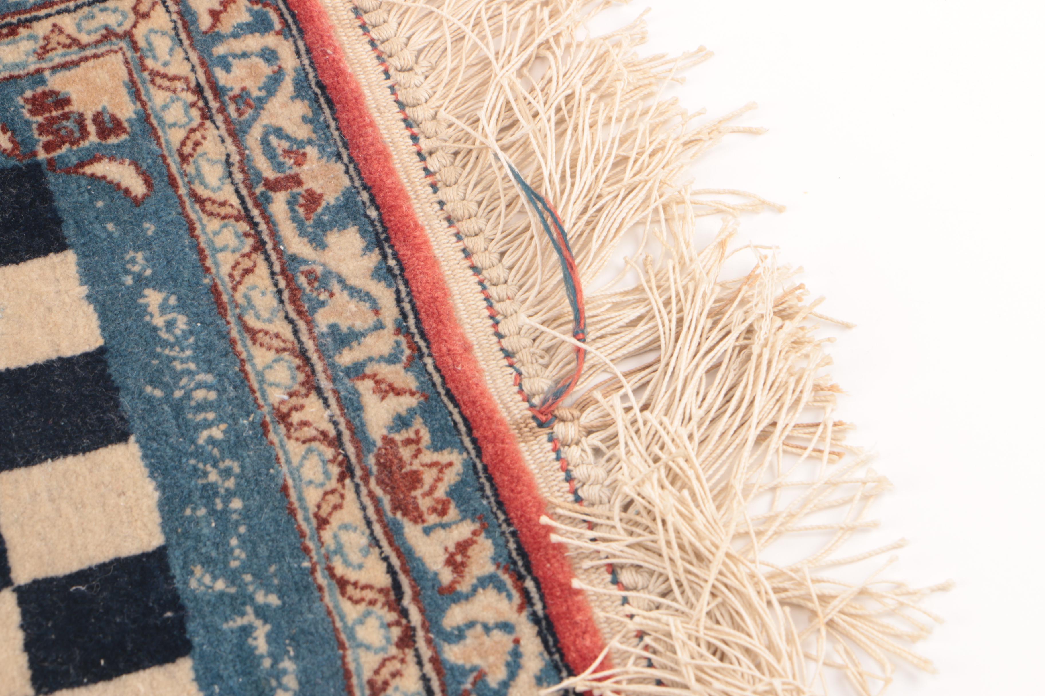 Hand-Knotted Romanian Chess/Checkers Accent Rug