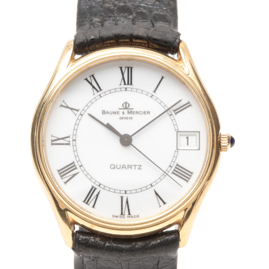 Baume & Mercier 14K Yellow Gold and Leather Wristwatch