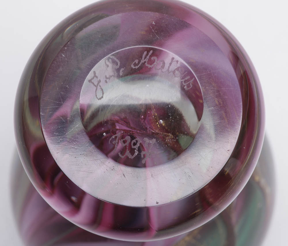 Large Signed Aventurine Art Glass Bottle