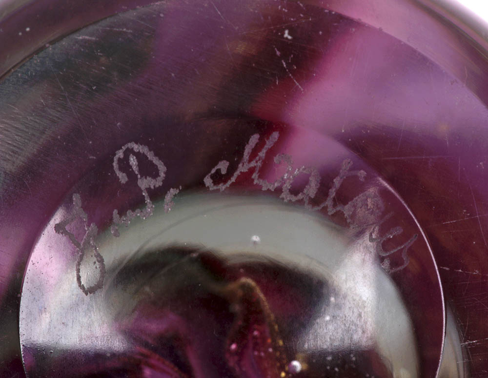 Large Signed Aventurine Art Glass Bottle