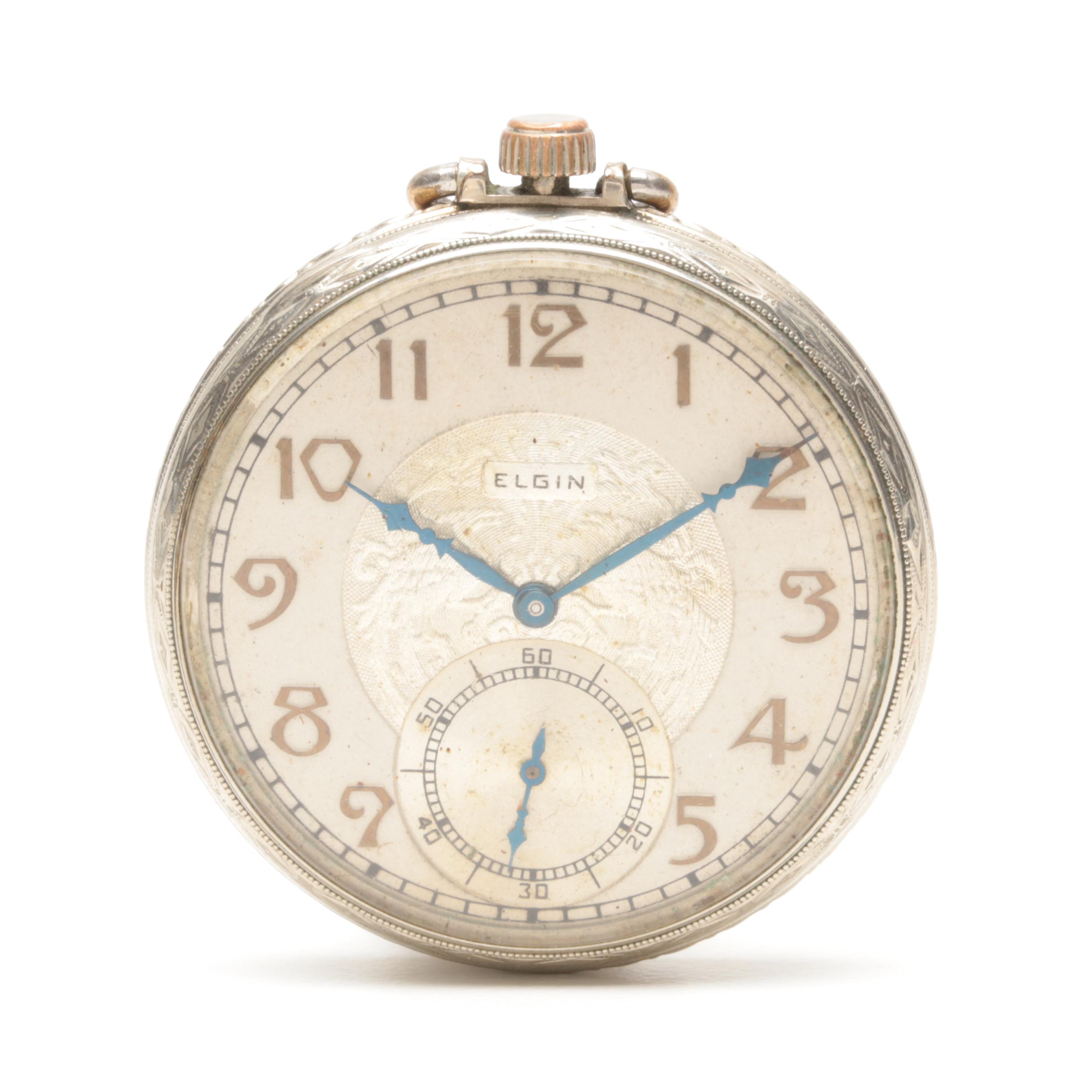 Elgin 14K Gold Filled Open Face American Legion "Past Commander" Pocket Watch