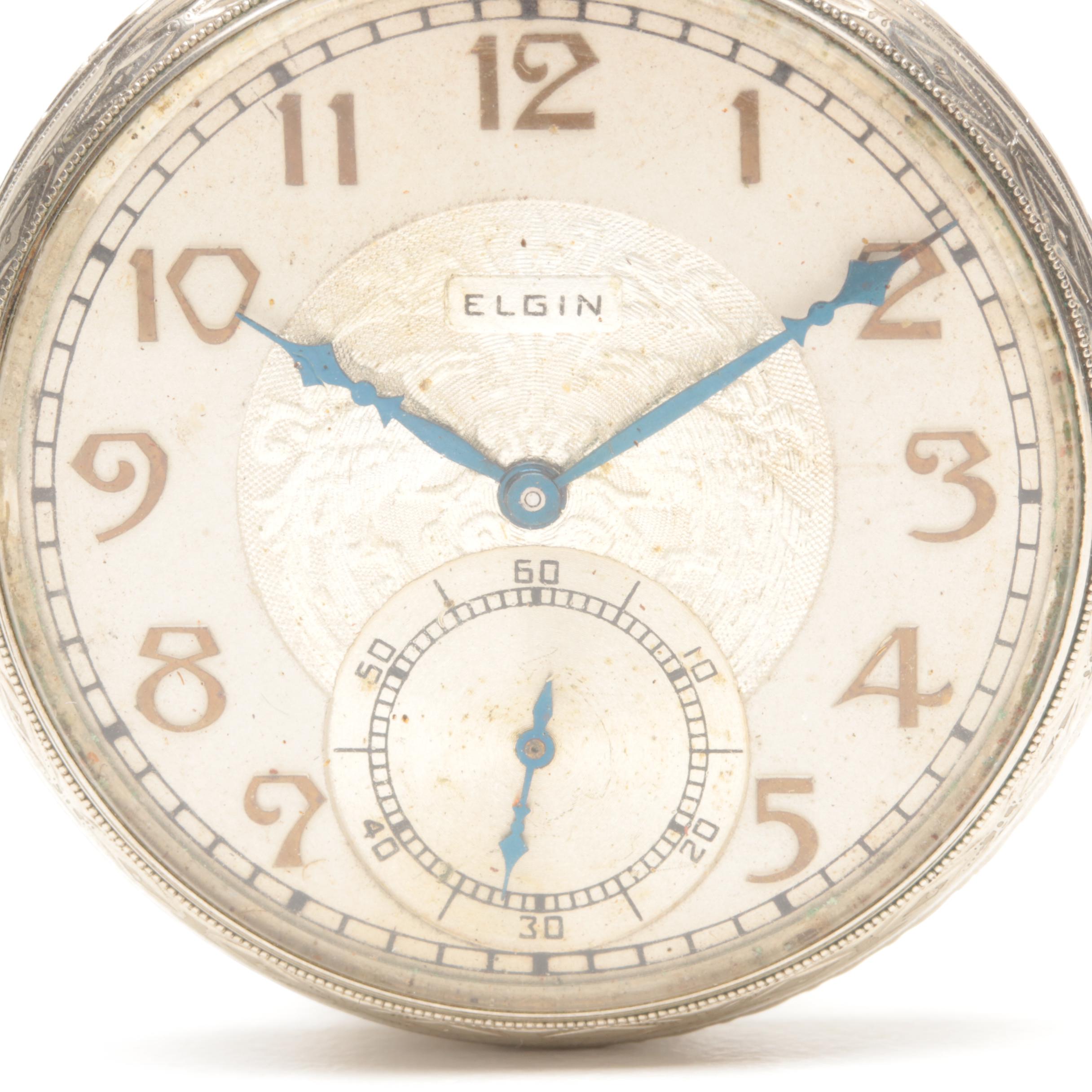 Elgin 14K Gold Filled Open Face American Legion "Past Commander" Pocket Watch