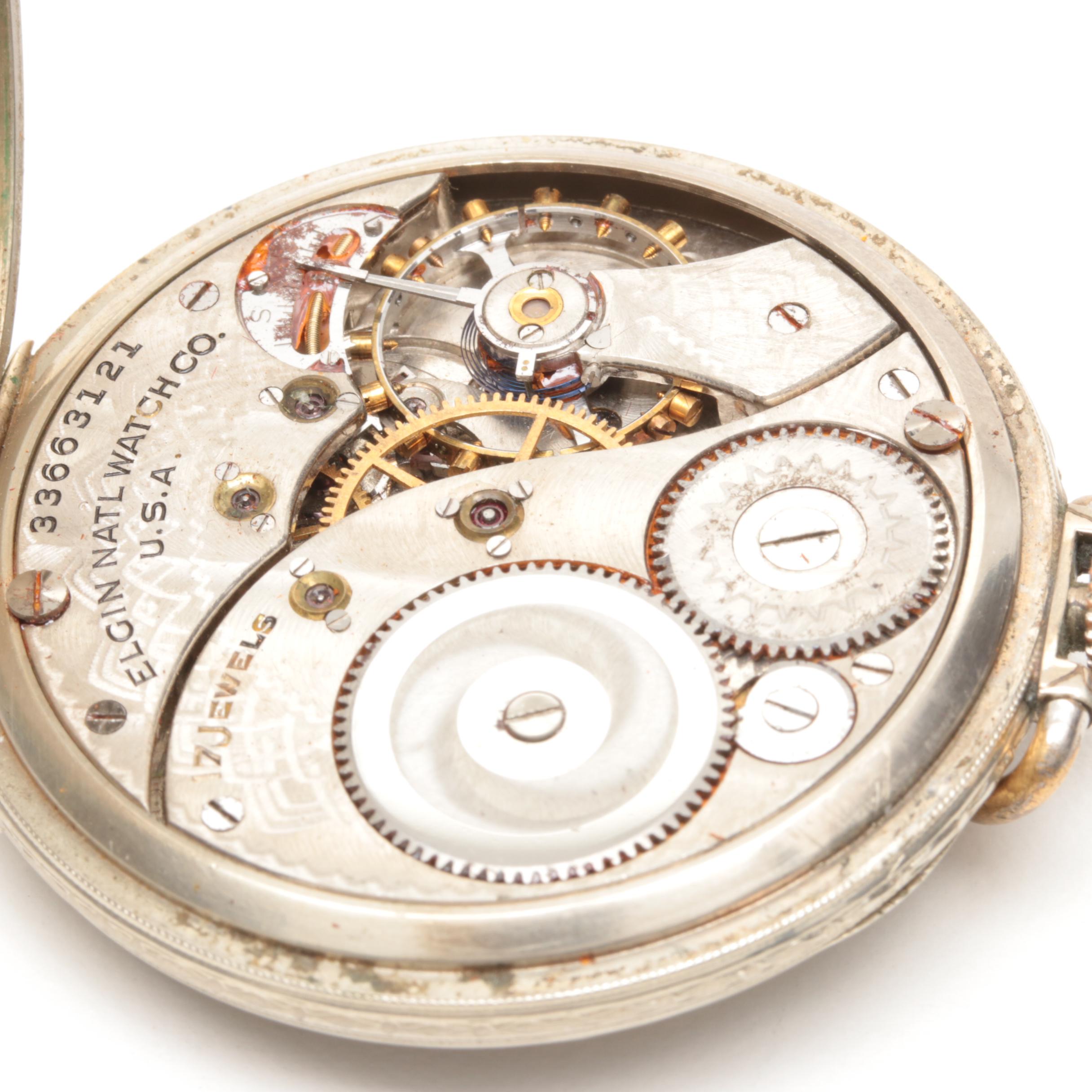 Elgin 14K Gold Filled Open Face American Legion "Past Commander" Pocket Watch