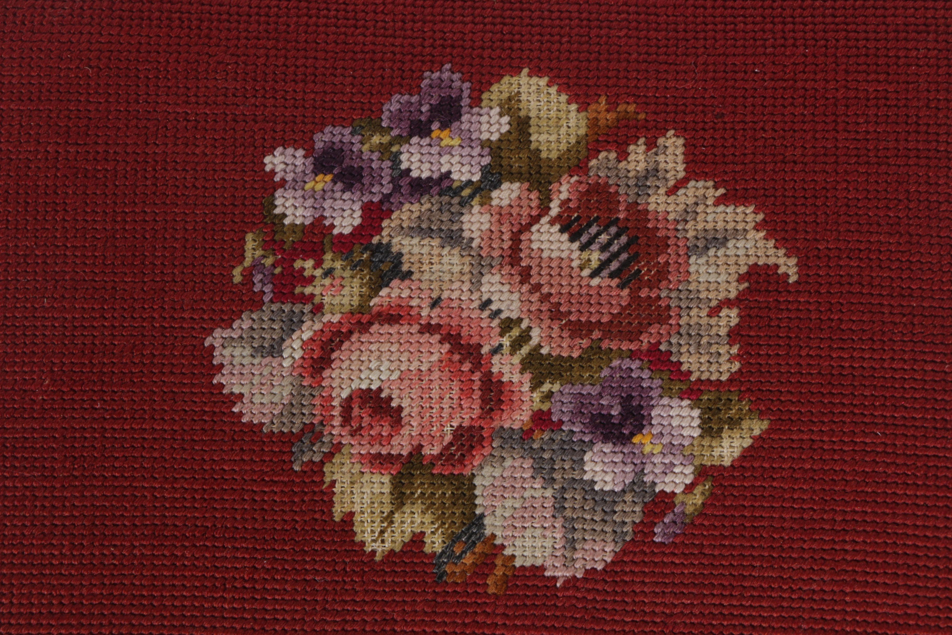 Floral Needlepoint Foot Stool