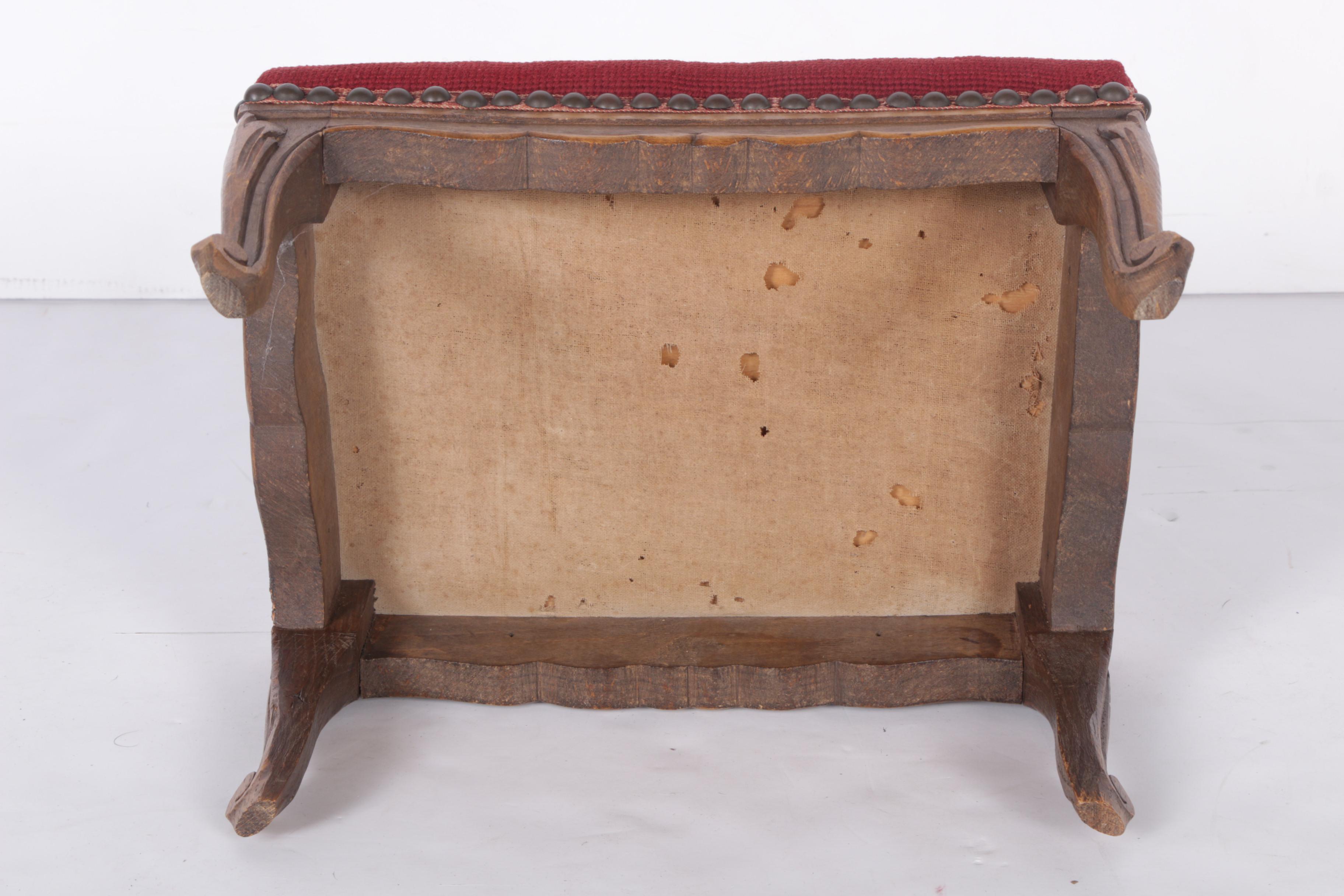 Floral Needlepoint Foot Stool