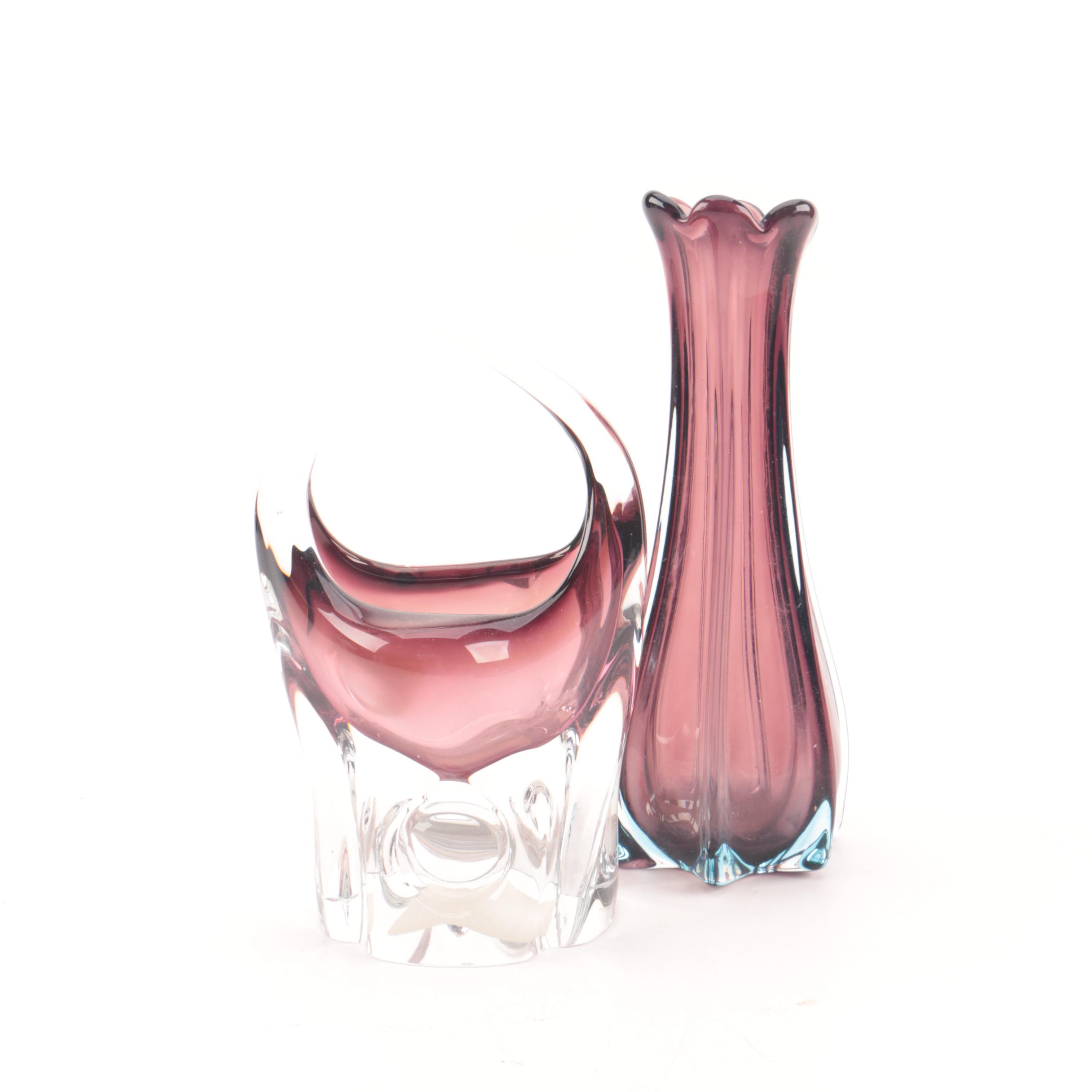 Amethyst Colored Art Glass Vases