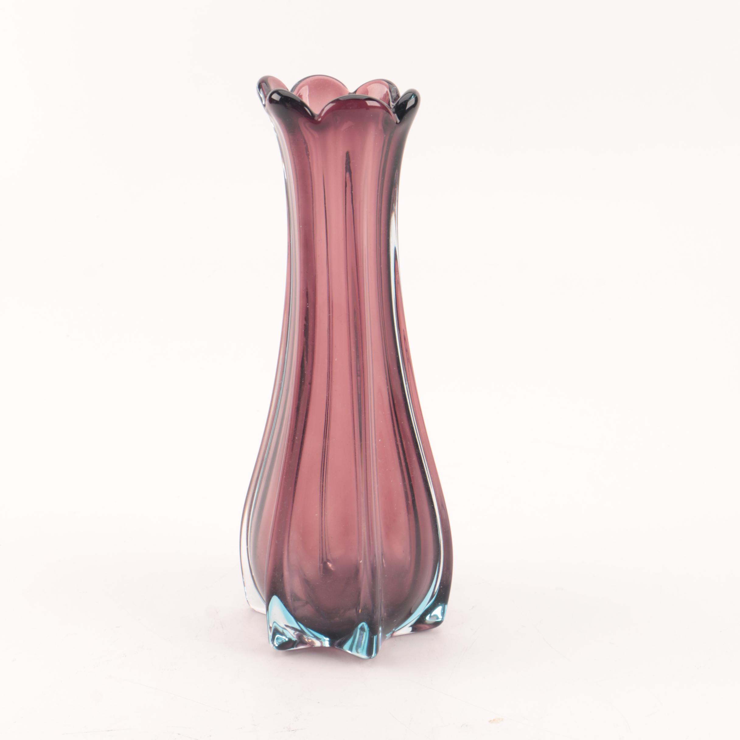 Amethyst Colored Art Glass Vases
