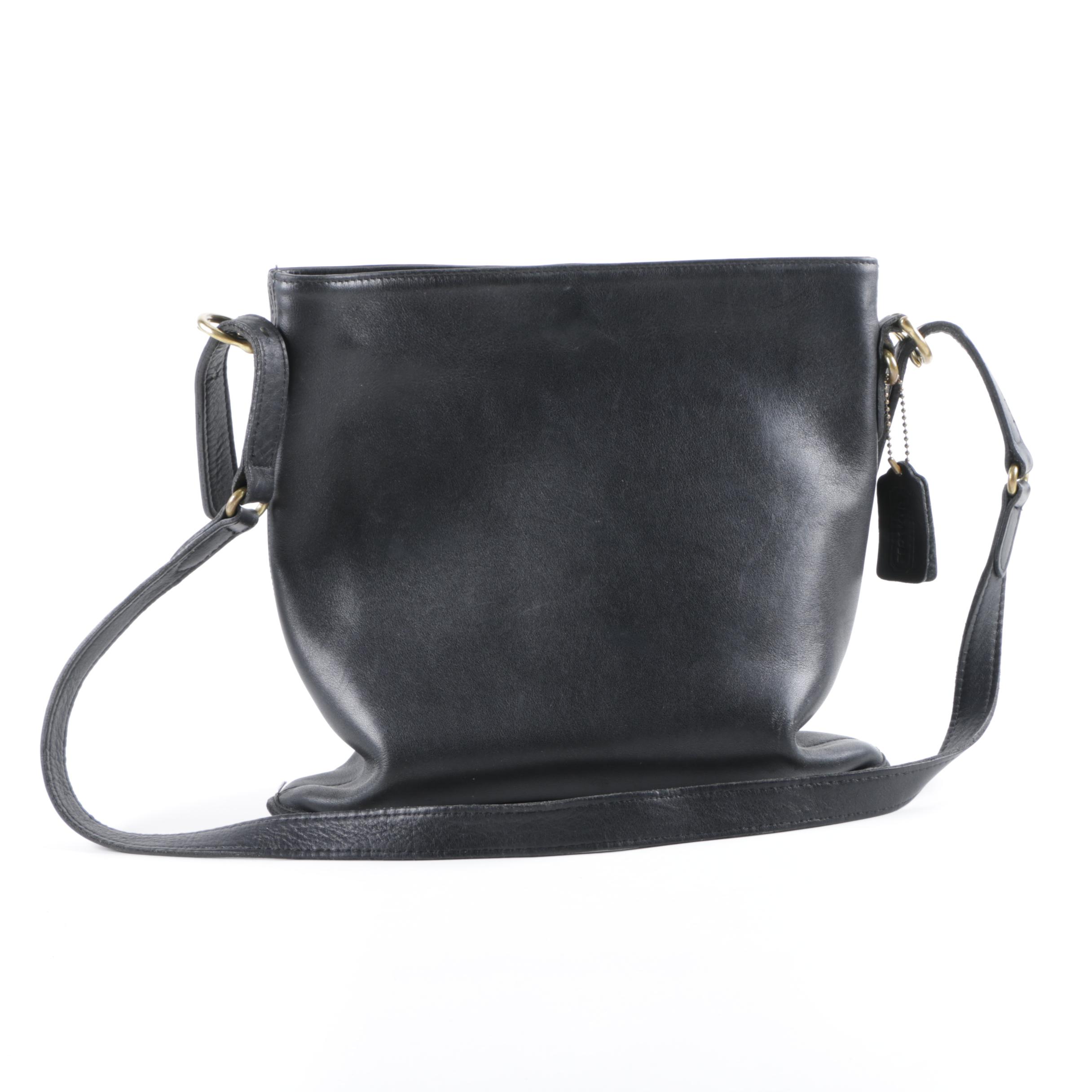 1997 Coach Equestrian Black Leather Slim Bucket Bag