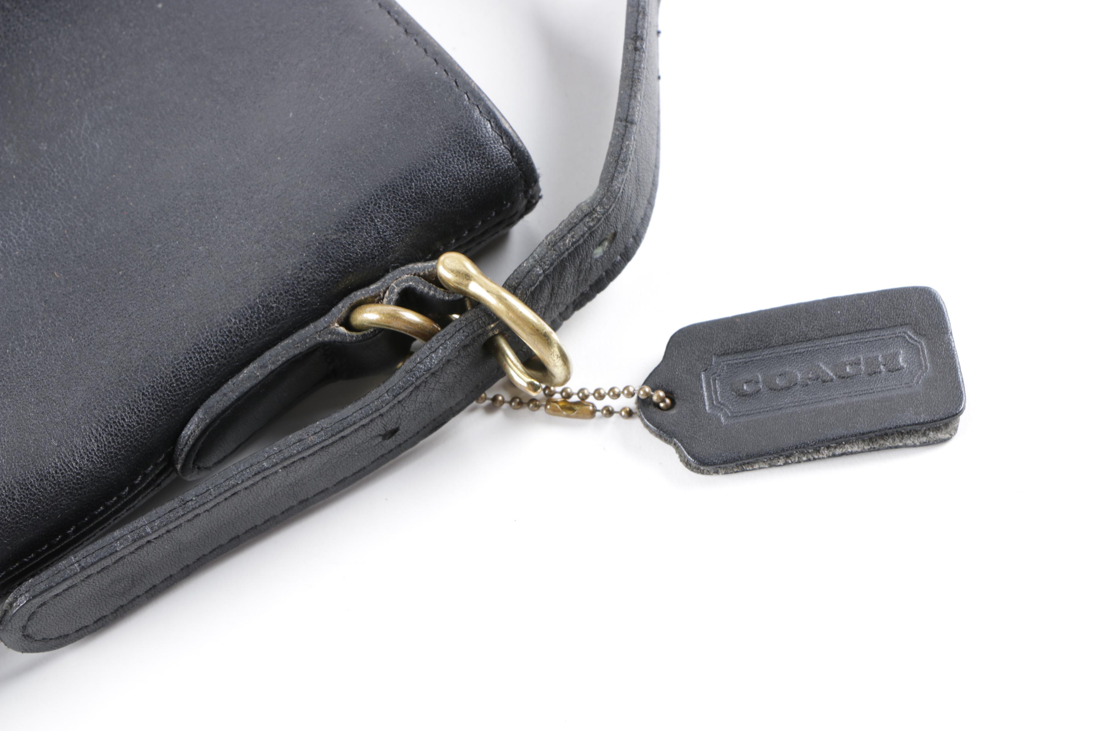 1997 Coach Equestrian Black Leather Slim Bucket Bag