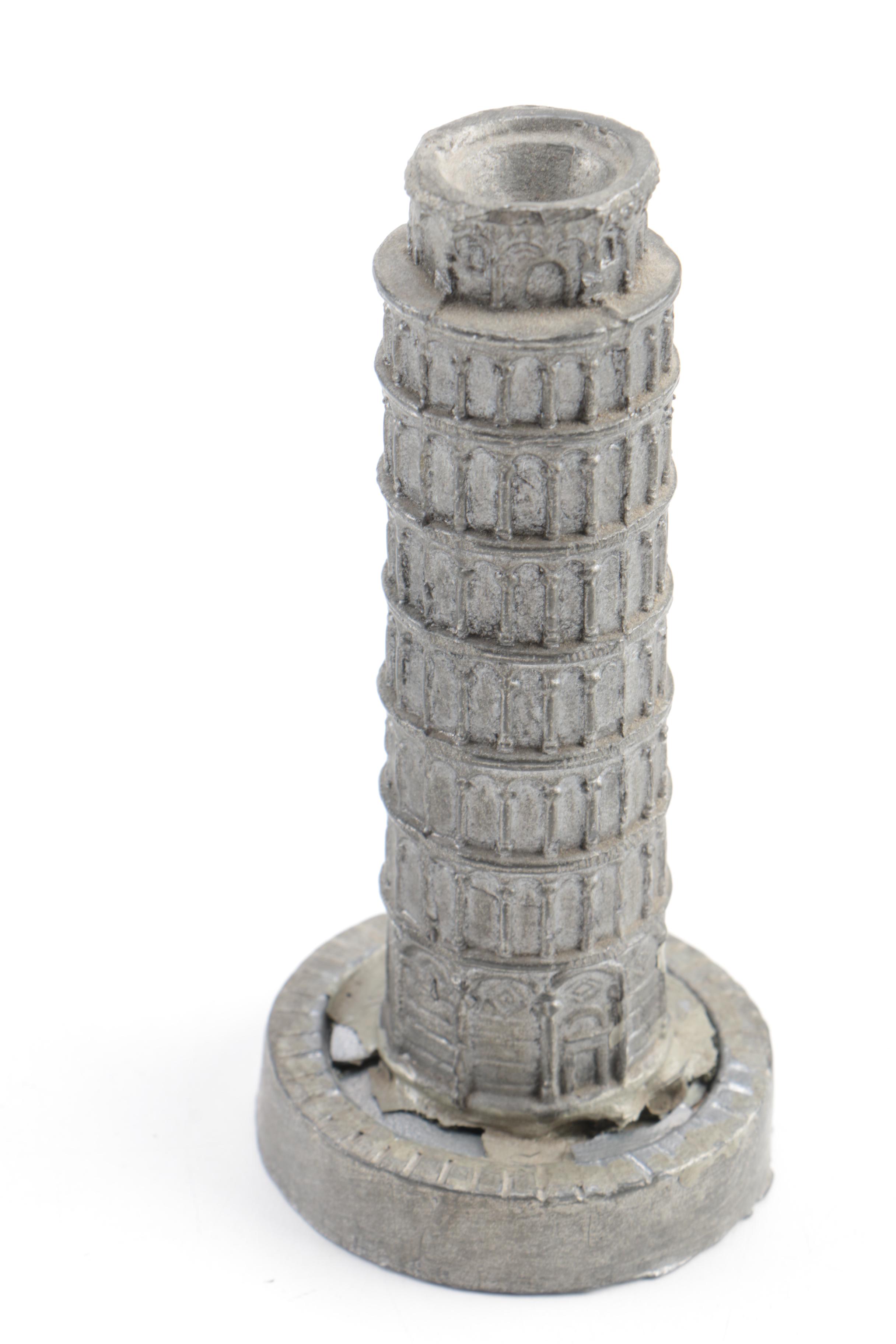 Vintage Metal Souvenir Figurines Including The Leaning Tower of Pisa