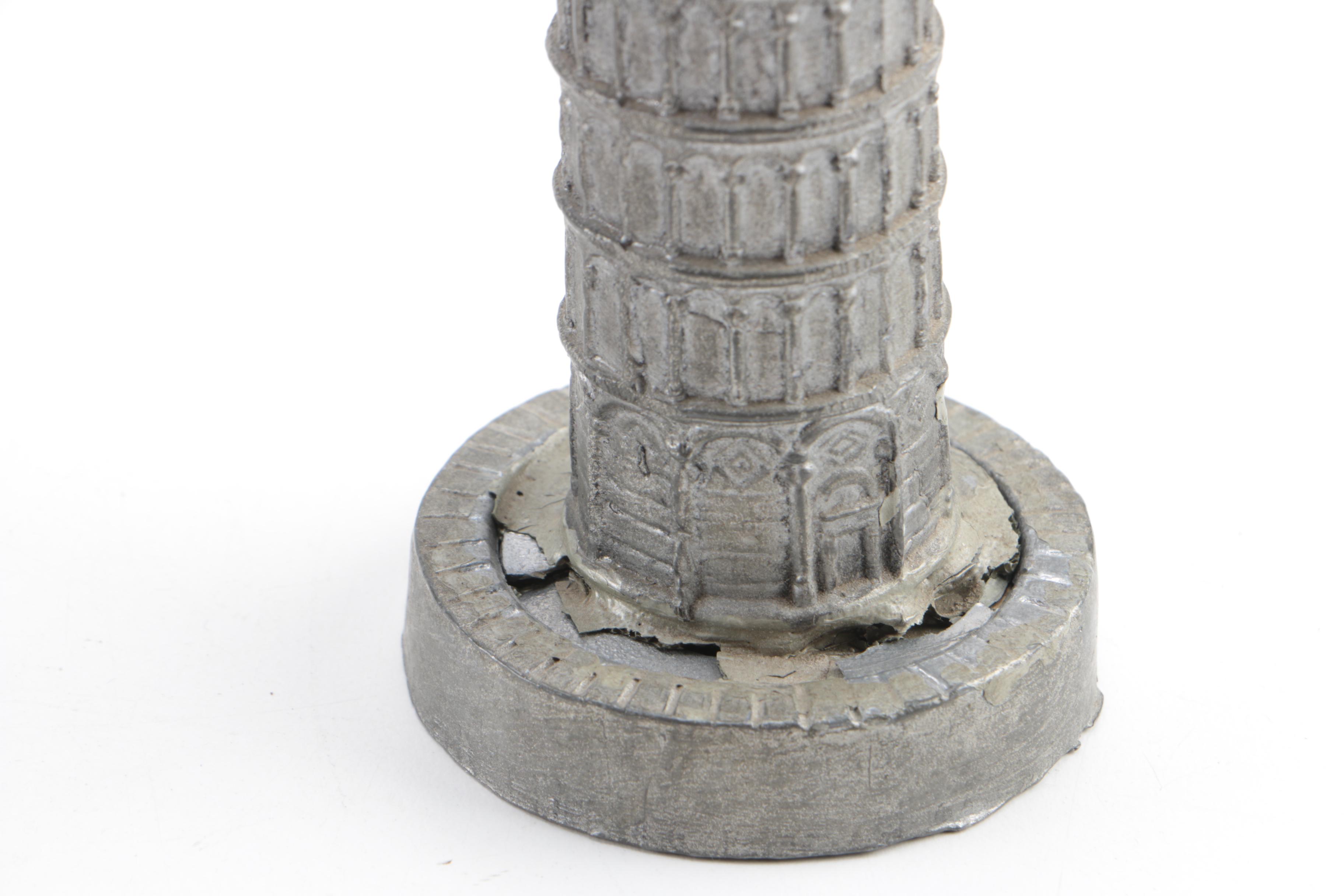 Vintage Metal Souvenir Figurines Including The Leaning Tower of Pisa
