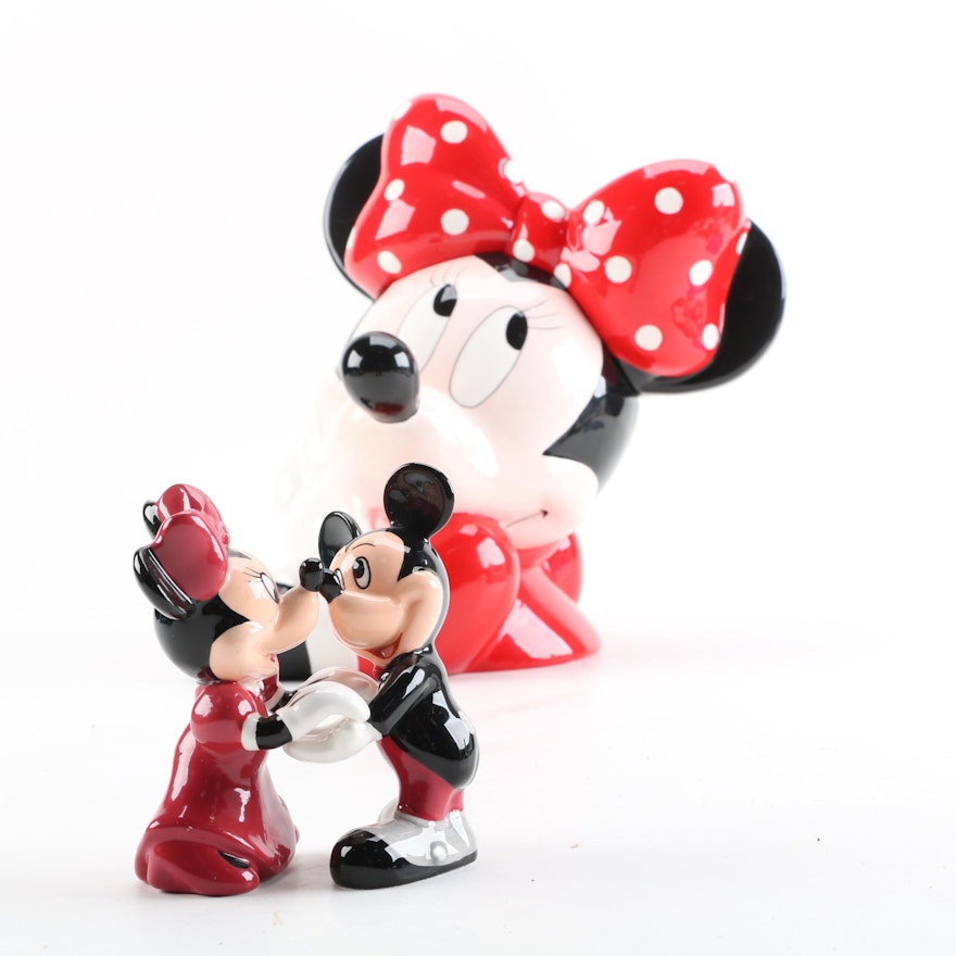 Treasure Craft Minnie Mouse Cookie Jar with Salt and Pepper Shakers