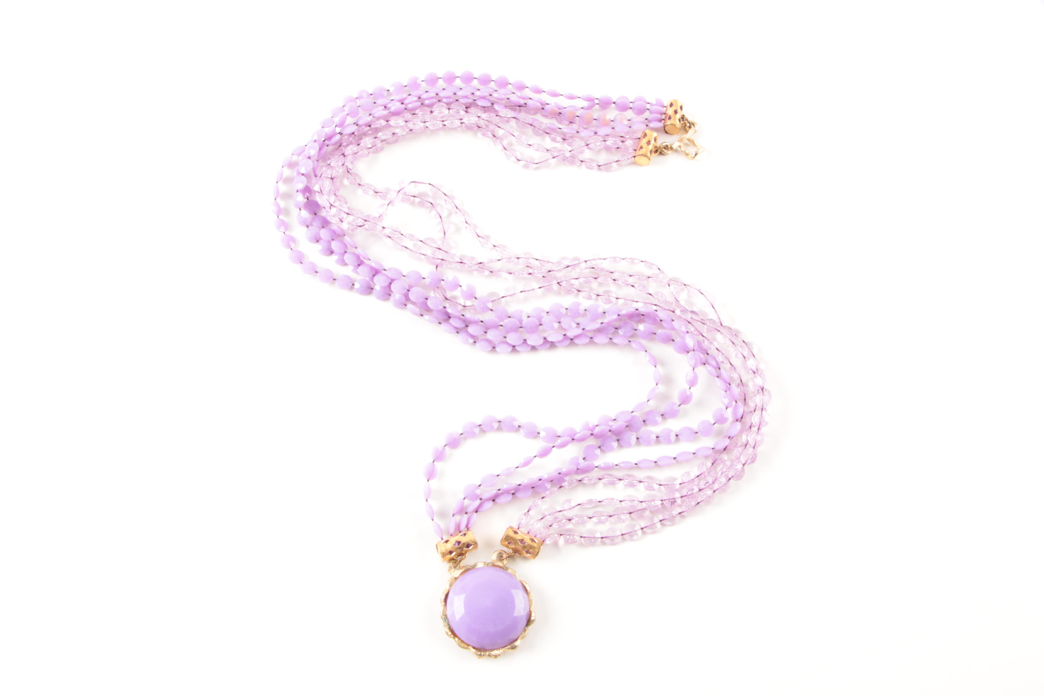 Purple and Pink Beaded Necklace Selection