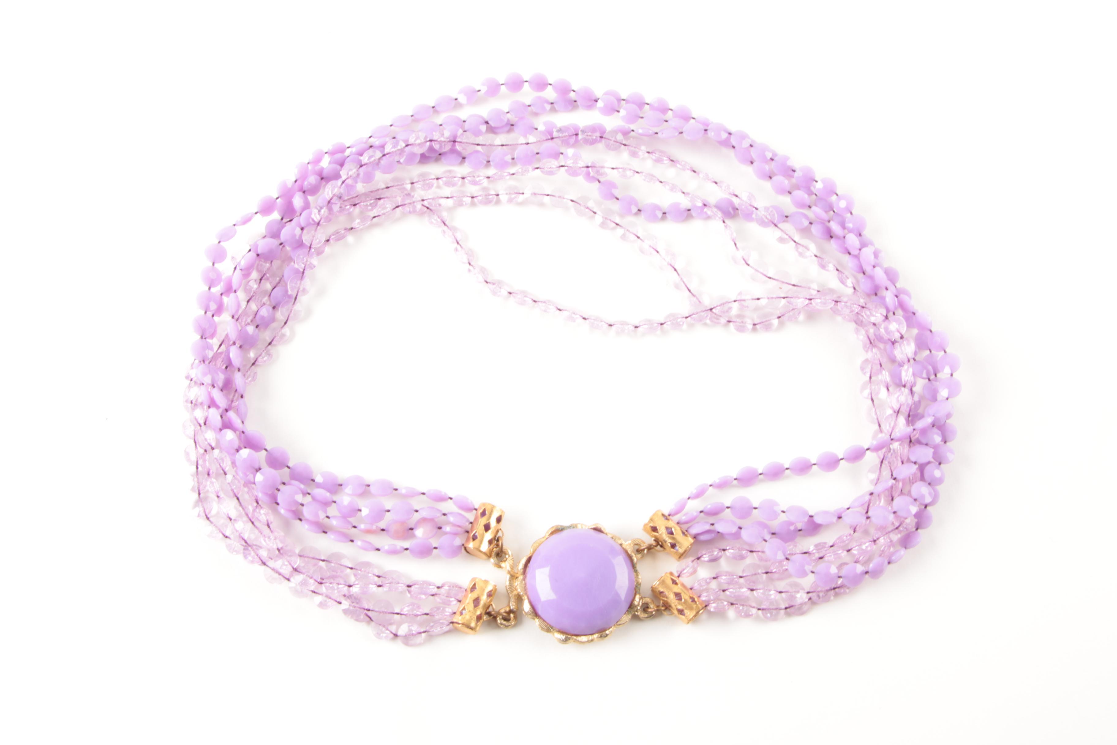 Purple and Pink Beaded Necklace Selection