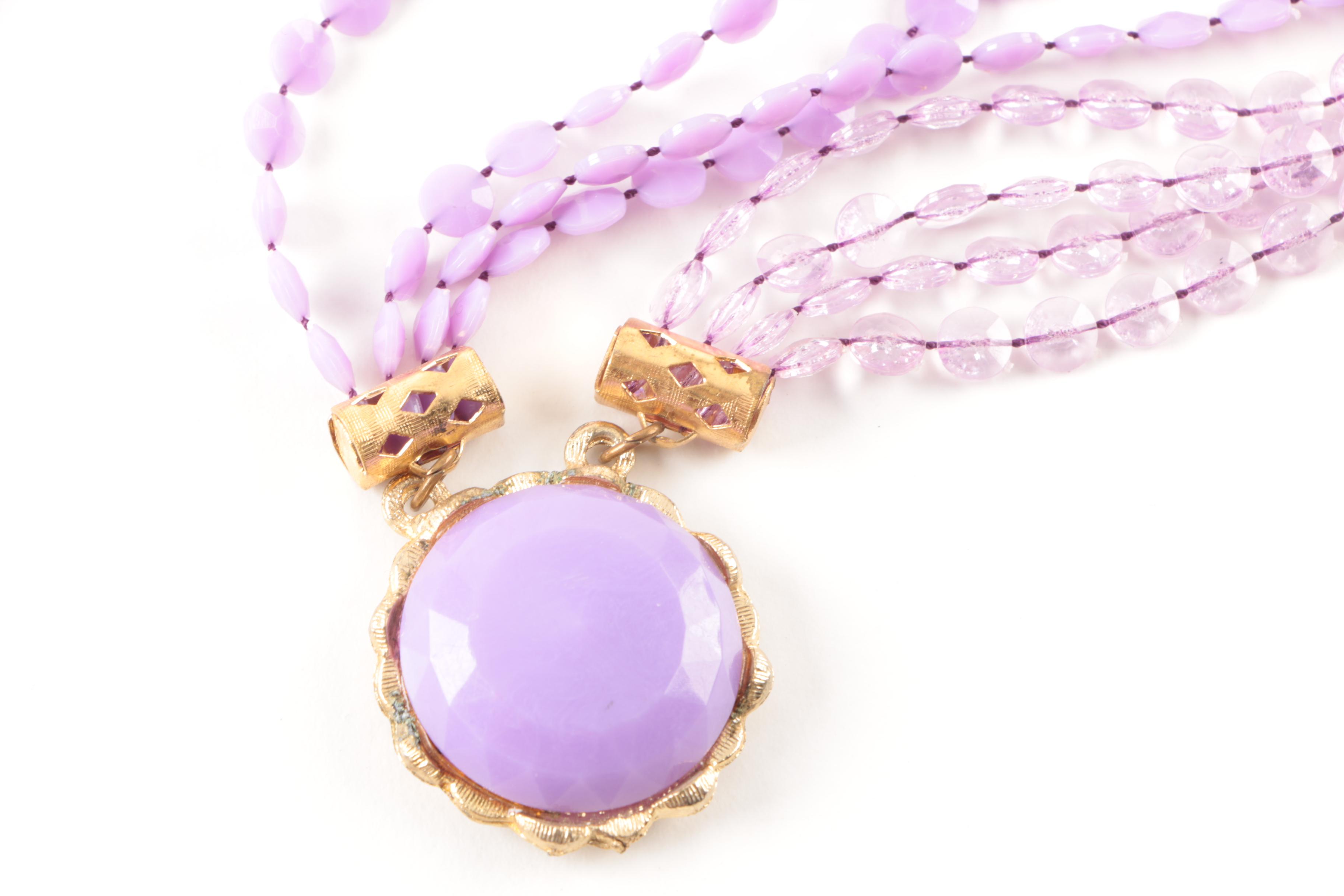 Purple and Pink Beaded Necklace Selection