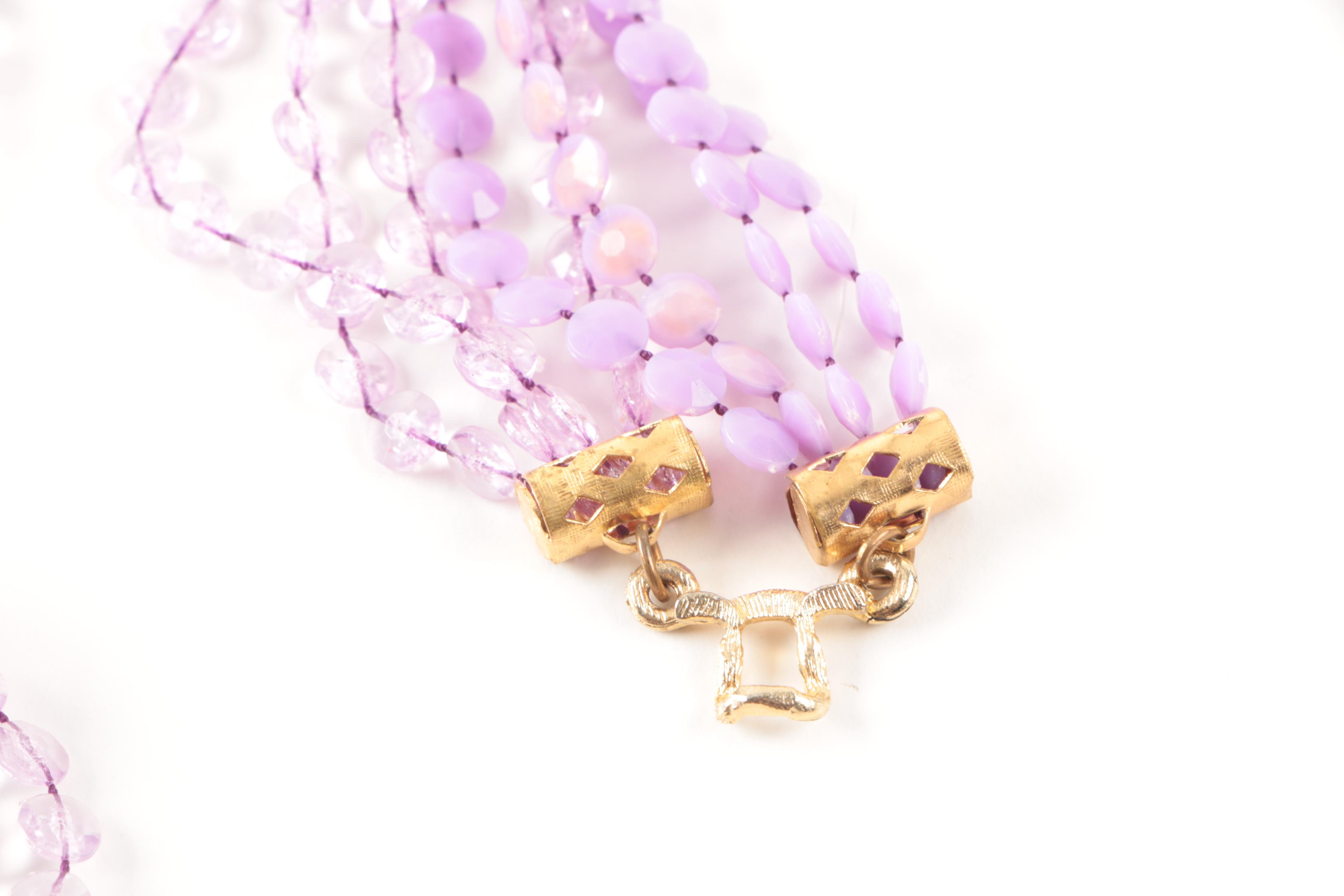 Purple and Pink Beaded Necklace Selection